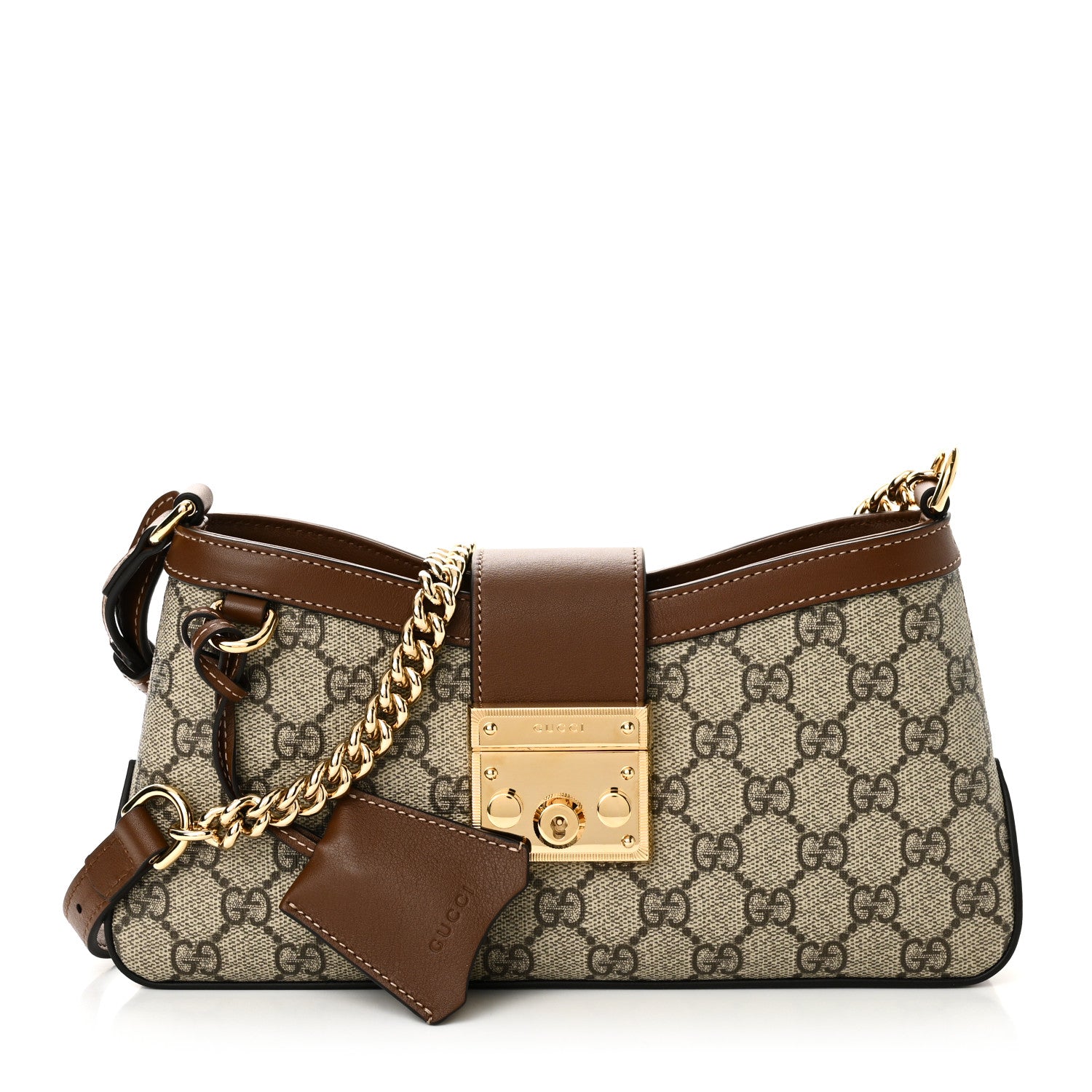 Gucci GG Supreme Monogram Calfskin Small Padlock Chain Shoulder