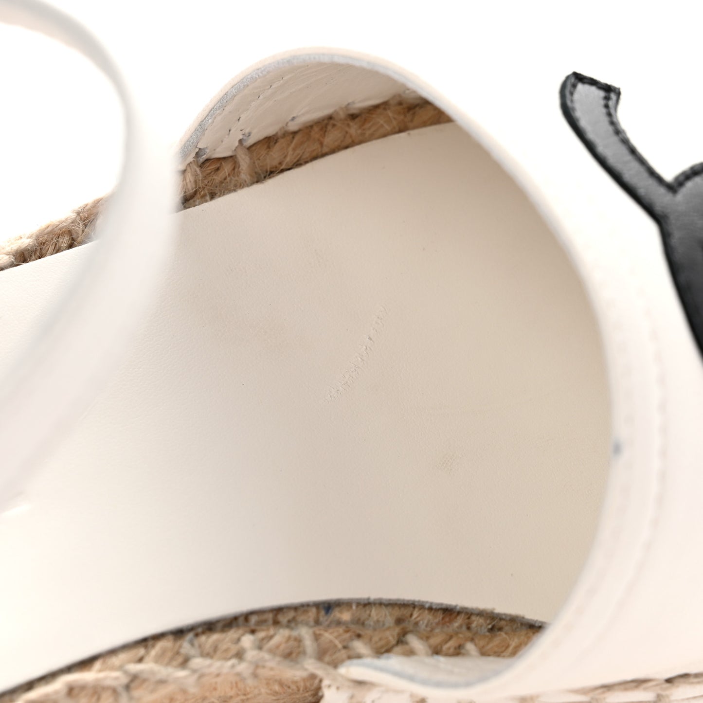 Lambskin Cap Toe CC Espadrille Sandals 35 White Black