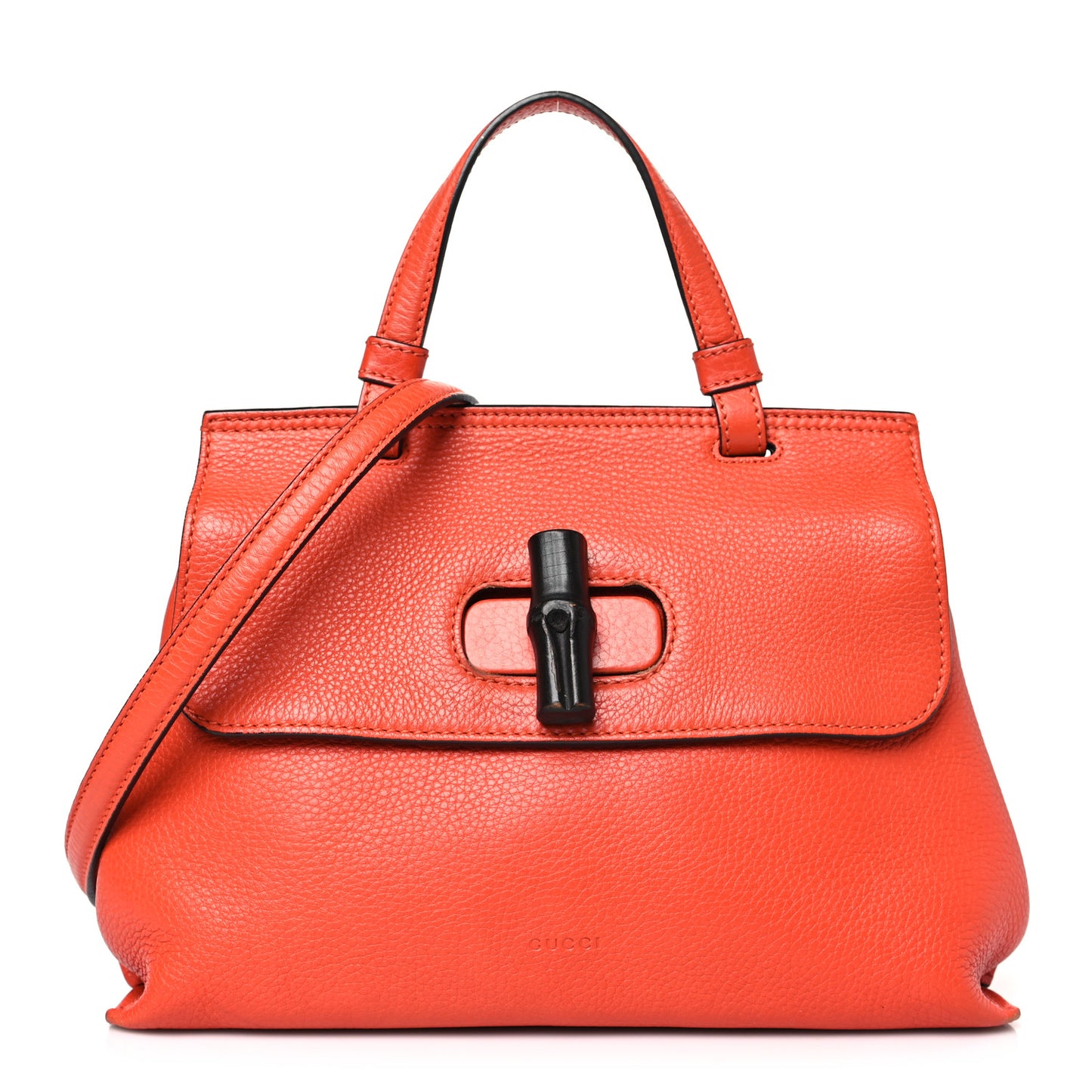 Cellarius Calfskin Small Bamboo Daily Top Handle Bag New Dark Orange