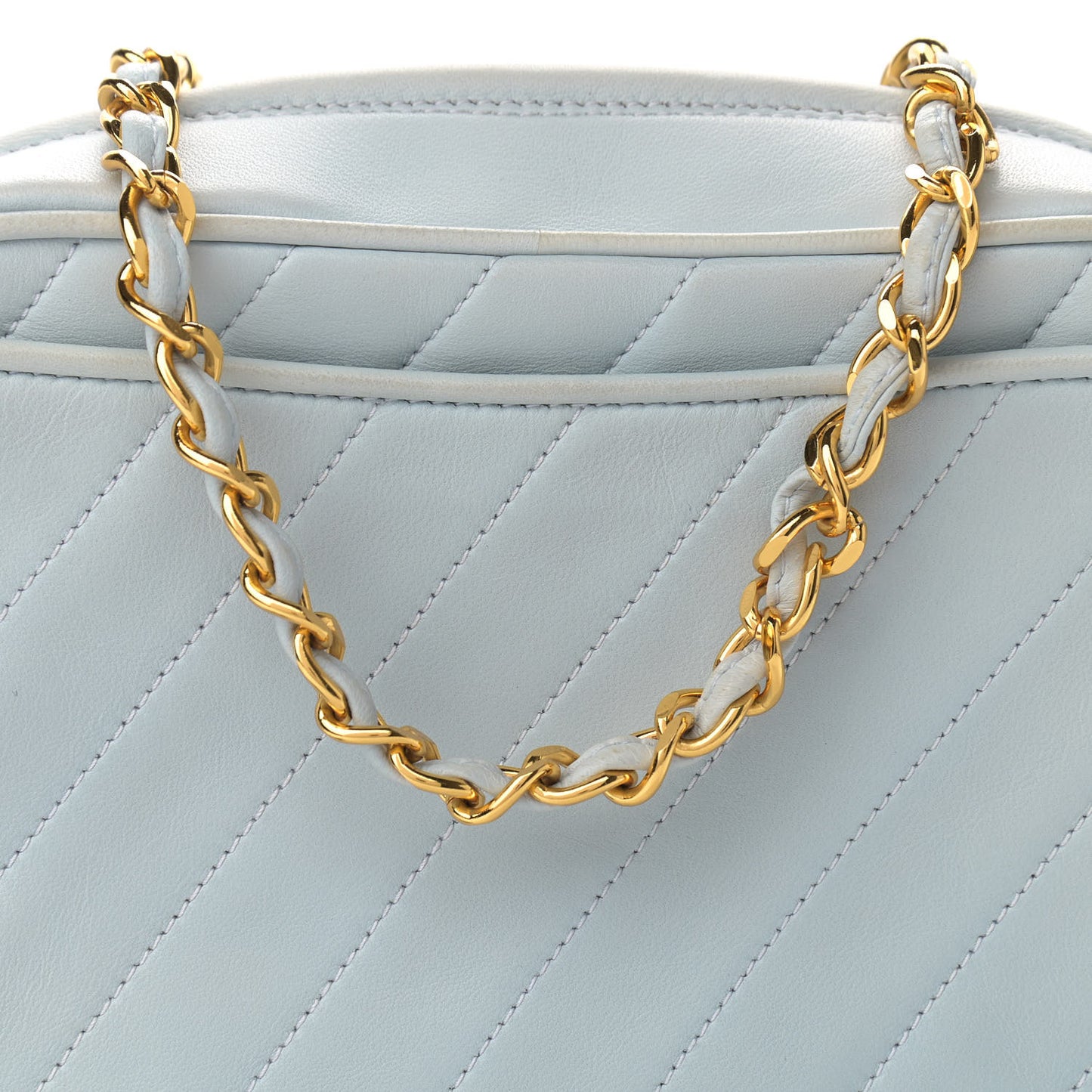 Lambskin Quilted CC Tassel Camera Case Light Blue