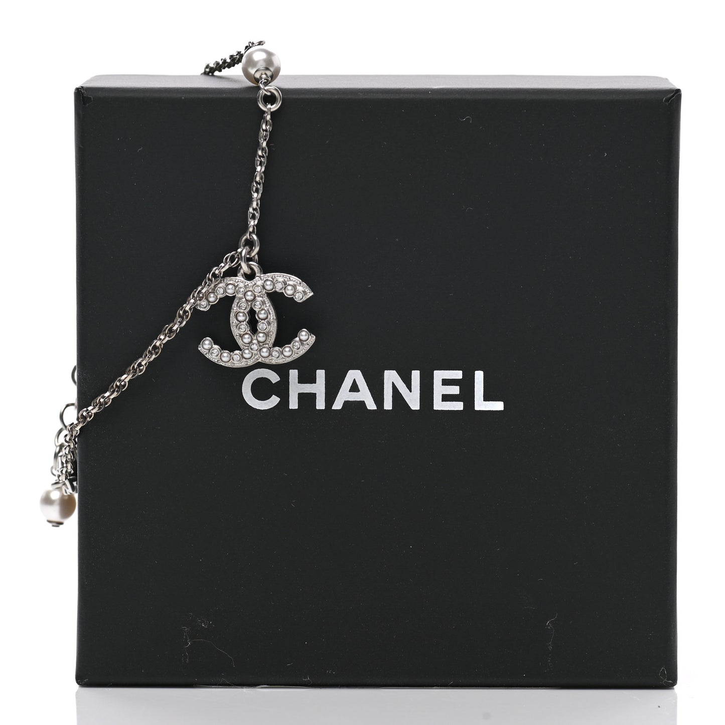 Pearl Crystal CC Bracelet Silver