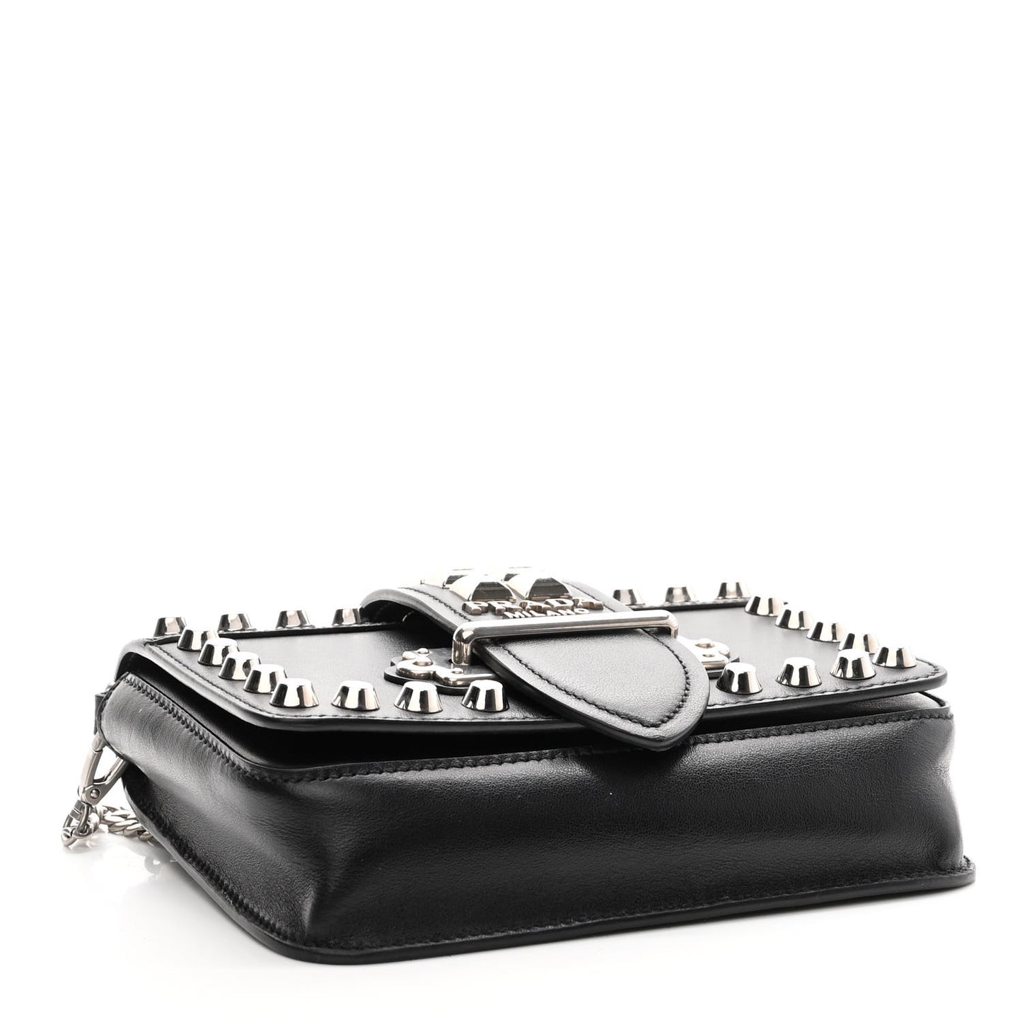 Saffiano City Calf Studded Cahier Belt Bag Black