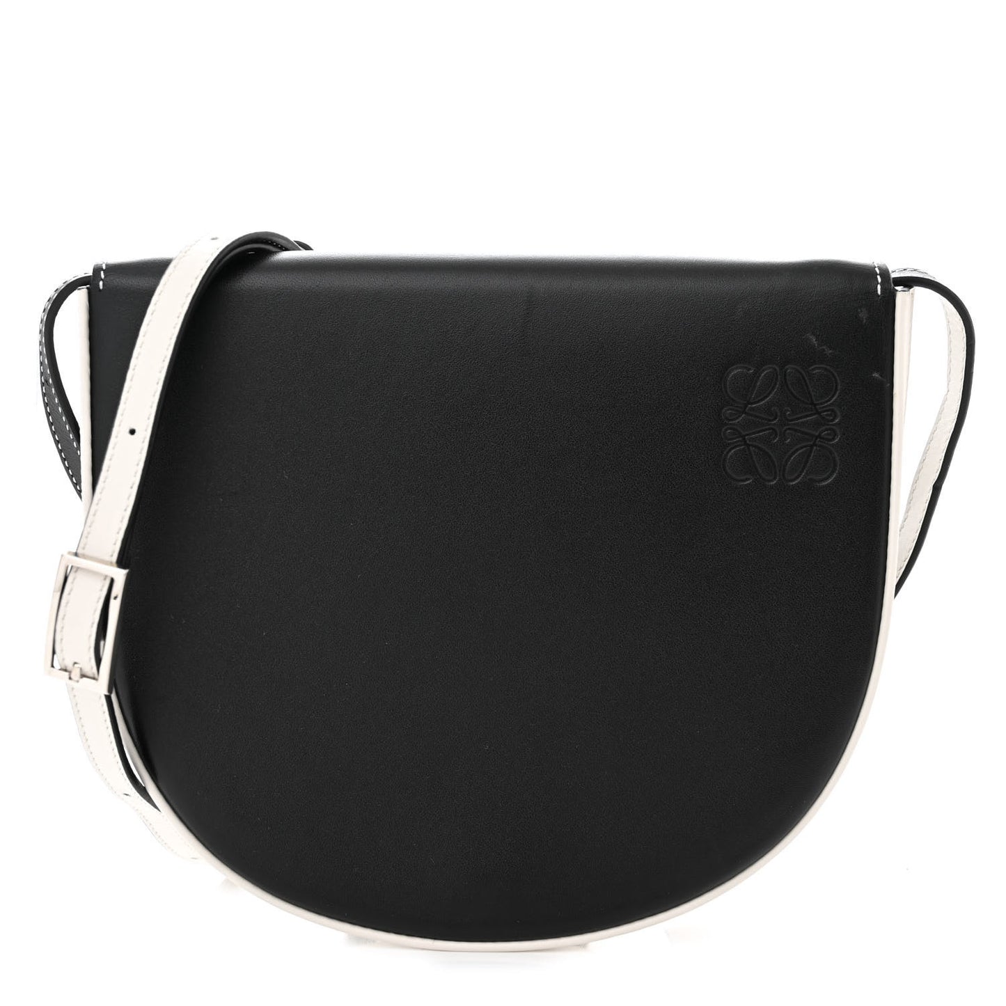 Soft Calfskin Heel Bag Black Soft White