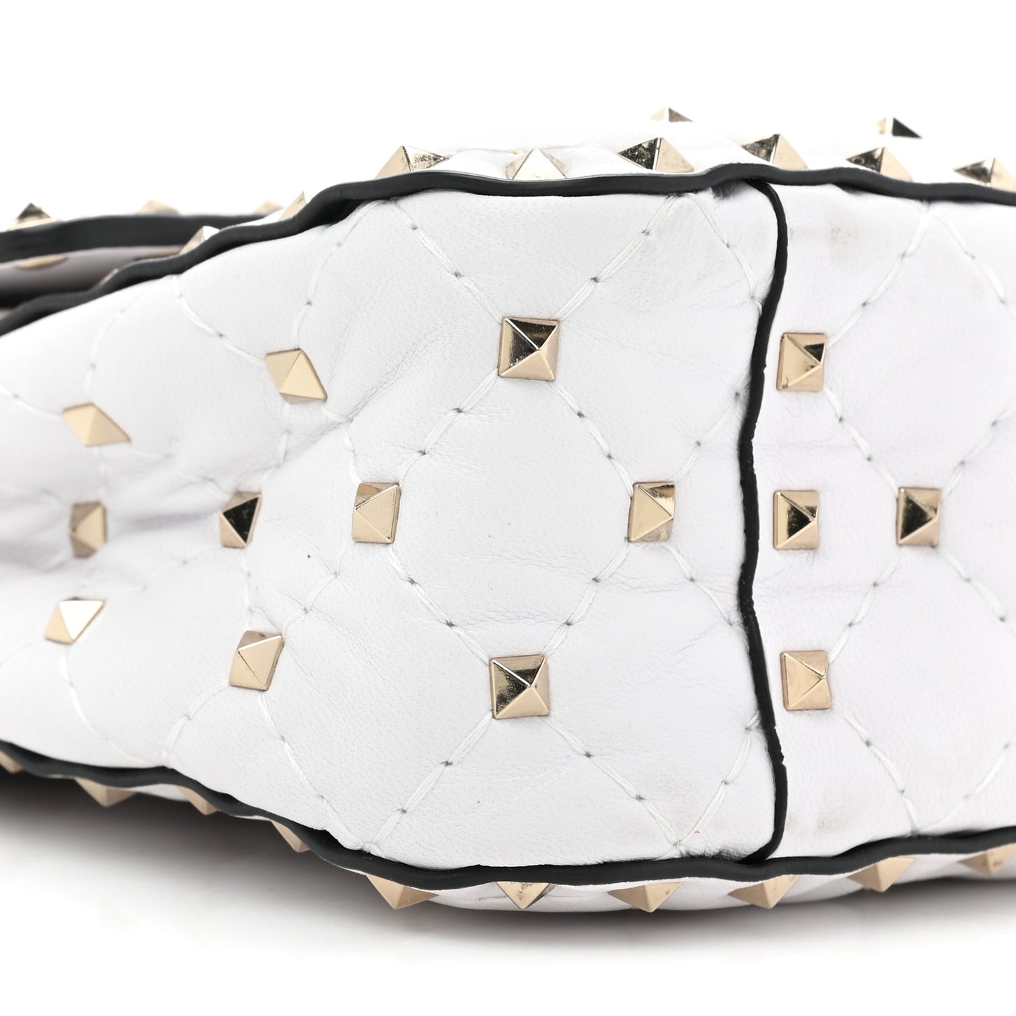 Lambskin VLTN Print Medium Rockstud Spike Shoulder Bag Optic White Black