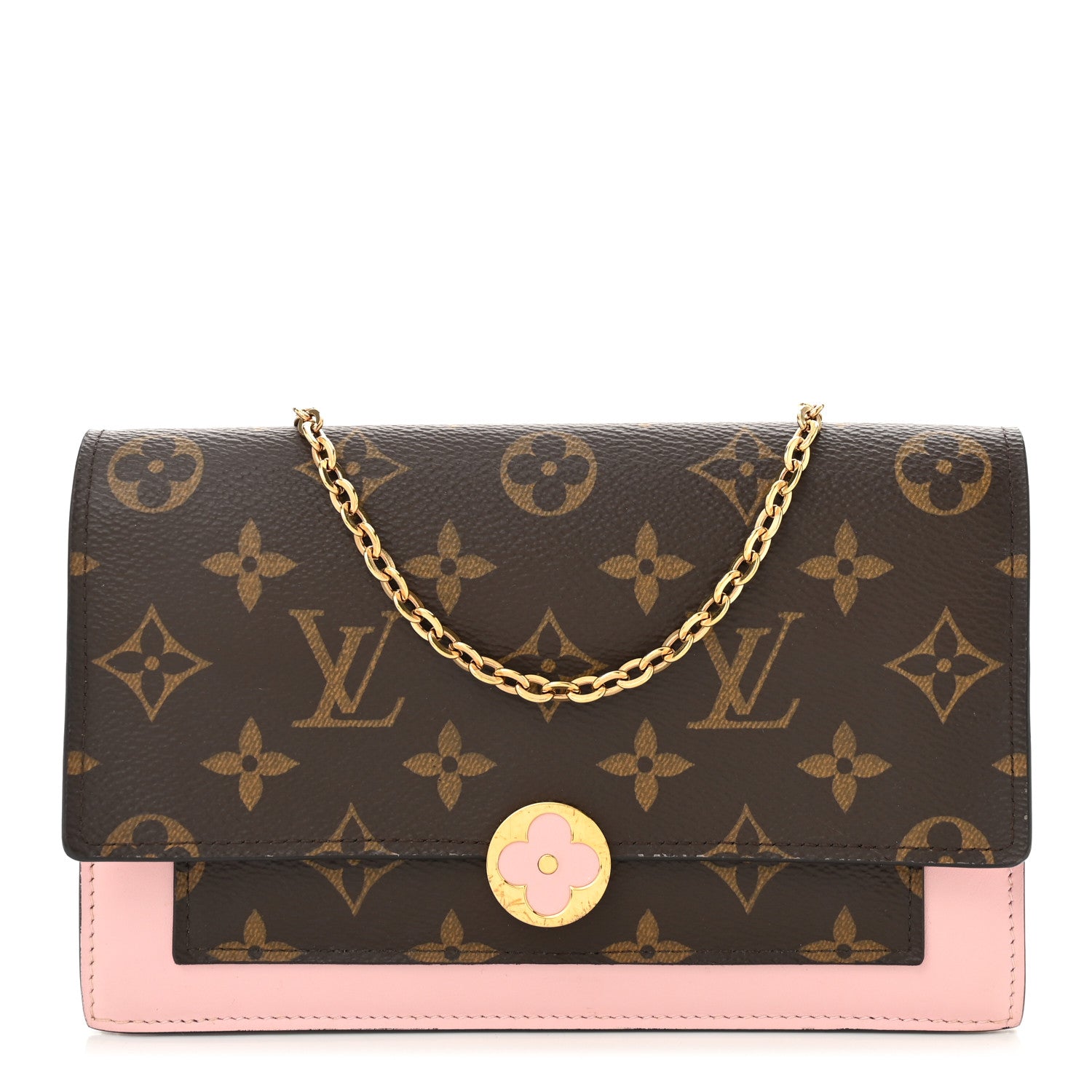 Louis Vuitton Monogram Flore Chain Wallet Rose Ballerine 1 of 9