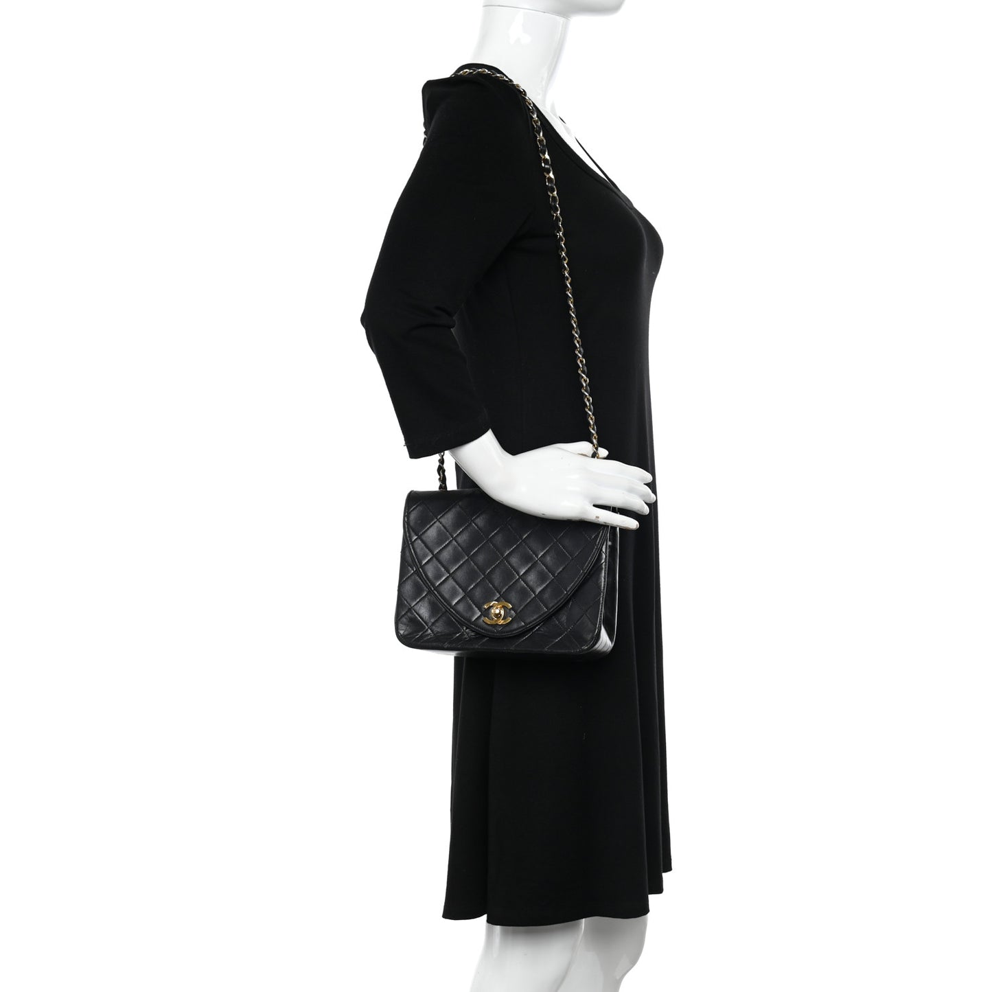 Lambskin Quilted Small Single Flap Black