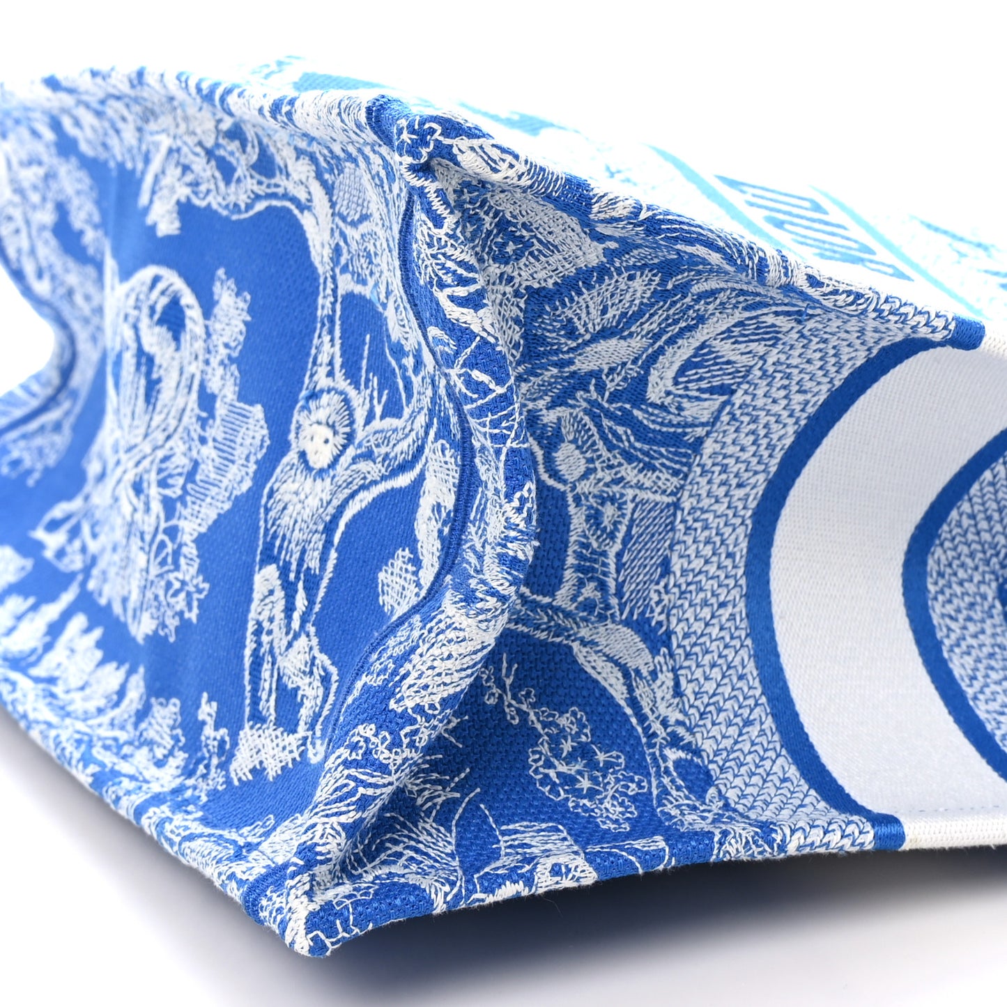 Canvas Embroidered Medium Dioriviera Toile De Jouy Book Tote Fluorescent Blue