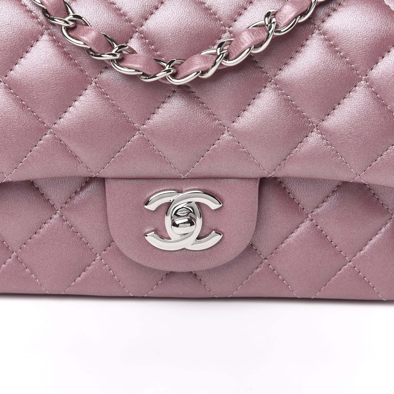 Chanel Metallic Lambskin Quilted Mini Rectangular Flap Pink 10 of 11