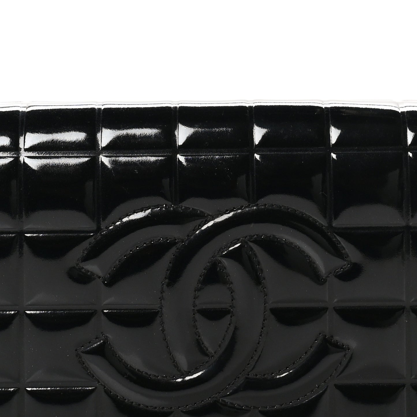 Patent Chocolate Bar Quilted CC Flap Black