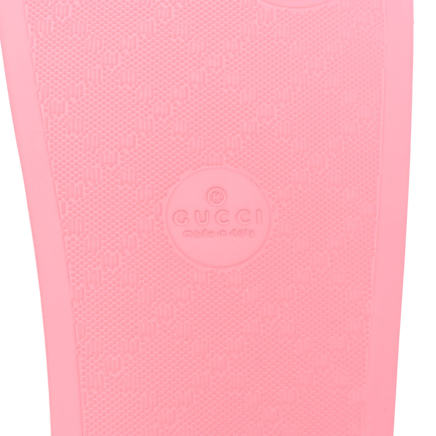 Gucci Rubber GG Monogram Perforated Womens Slide Sandals 36 Rose Box 7 of 9