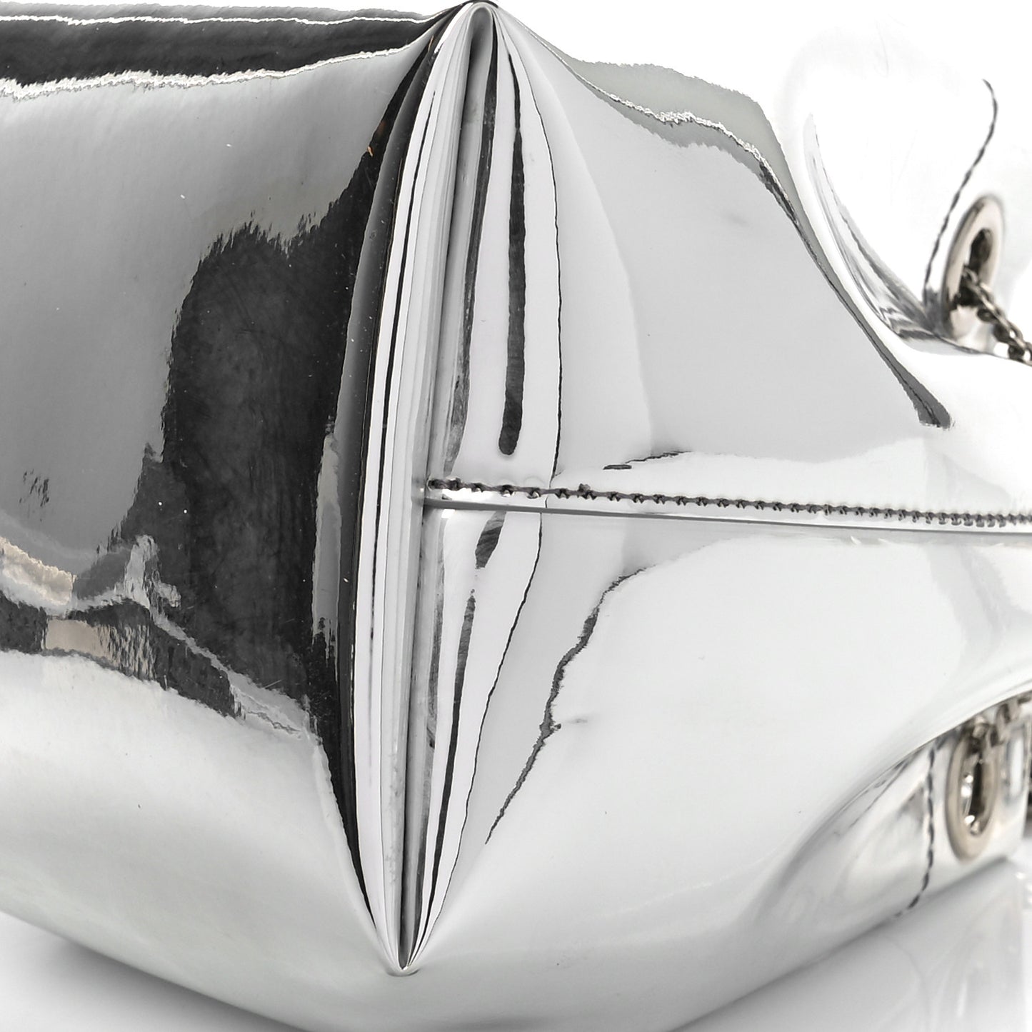 Metallic Patent Bon Bon Bag Silver