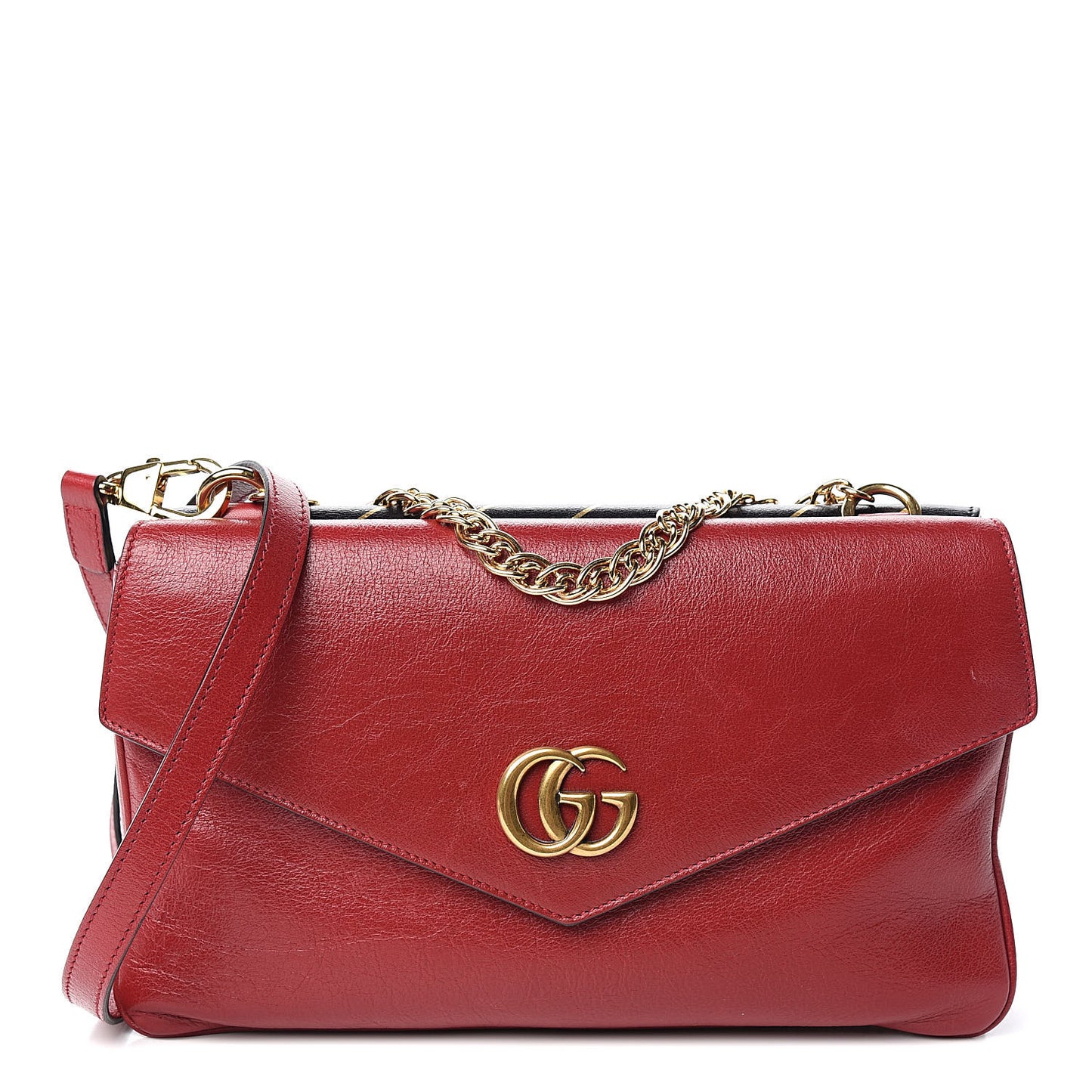Calfskin Diagonal GG Medium Thiara Double Envelope Shoulder Bag Black Red