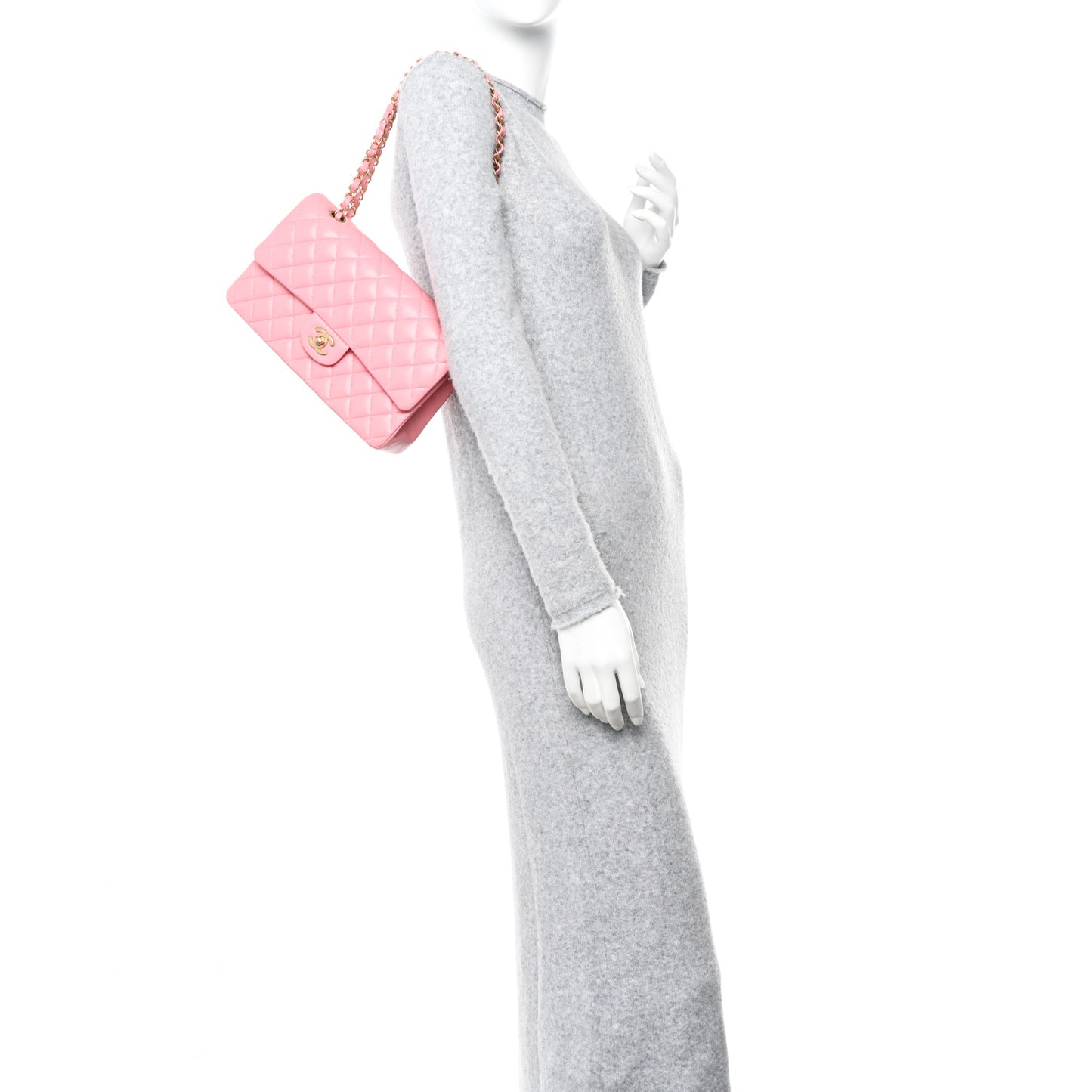 Lambskin Quilted Medium Double Flap Rose Pink