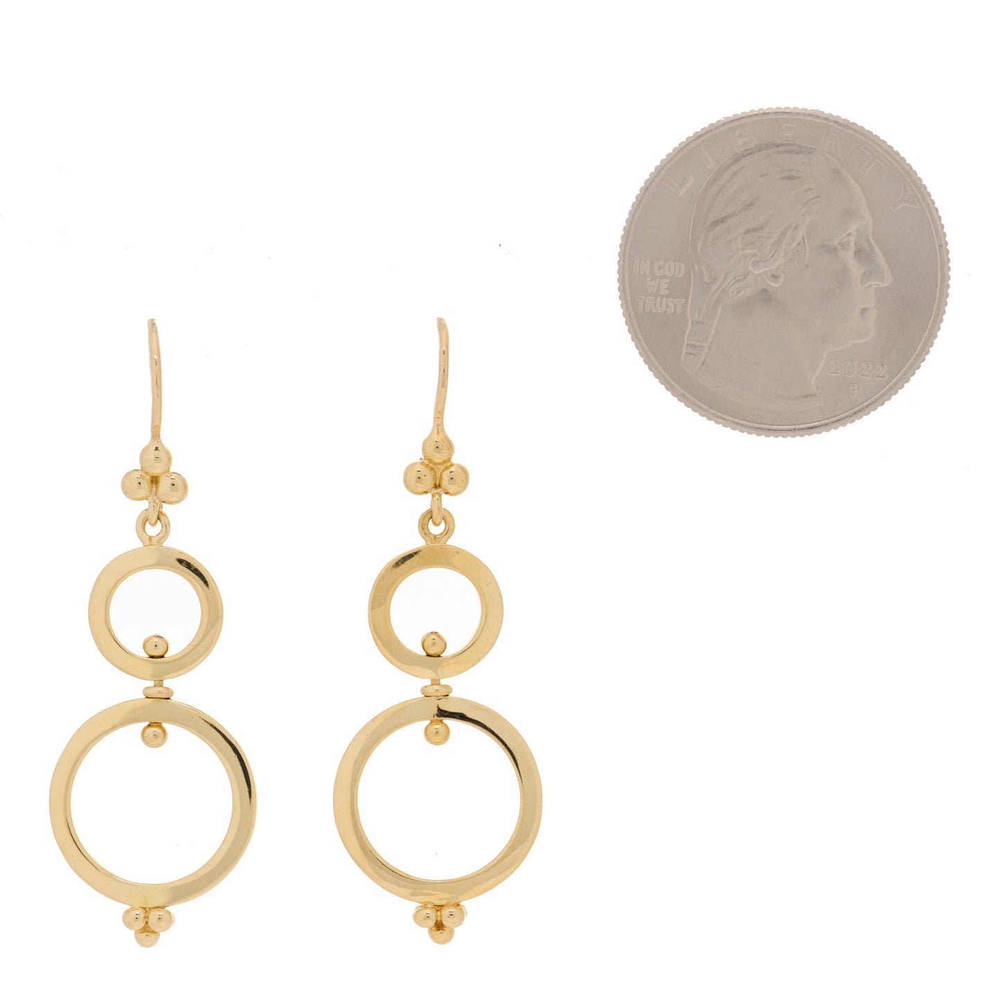 18K Yellow Gold Spin Drop Earrings