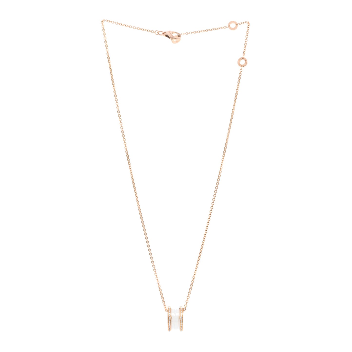 18K Rose Gold White Ceramic Diamond B.Zero1 Pendant Necklace