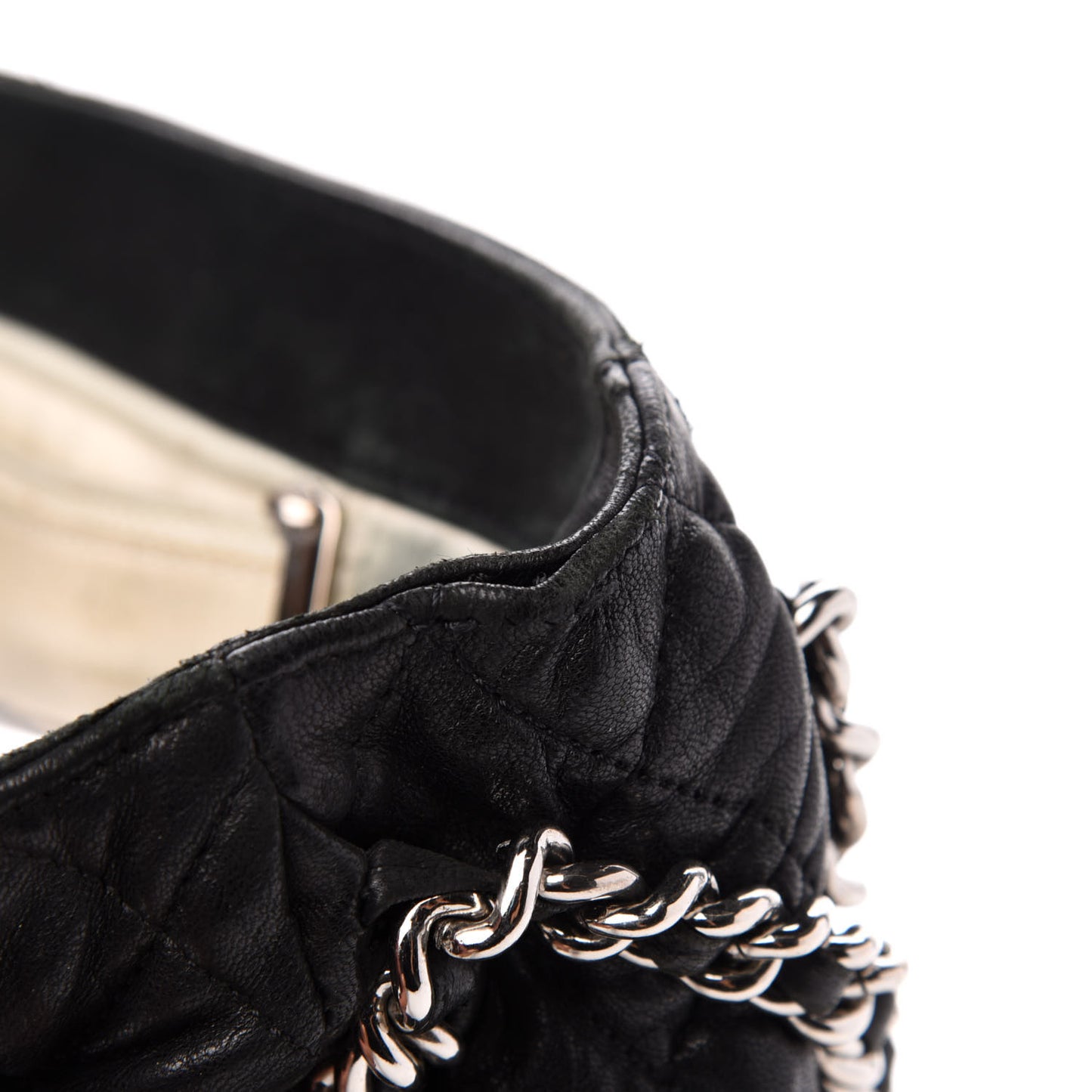 Washed Lambskin Quilted Maxi Chain Around Flap Black