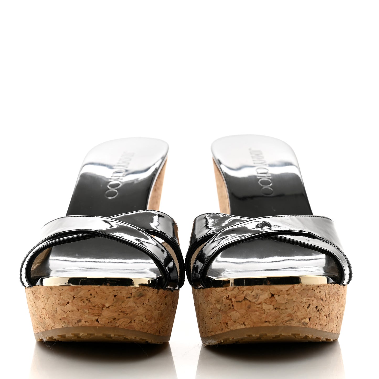 Patent Calfskin Perfume Cork Wedge Sandals 35.5 Black