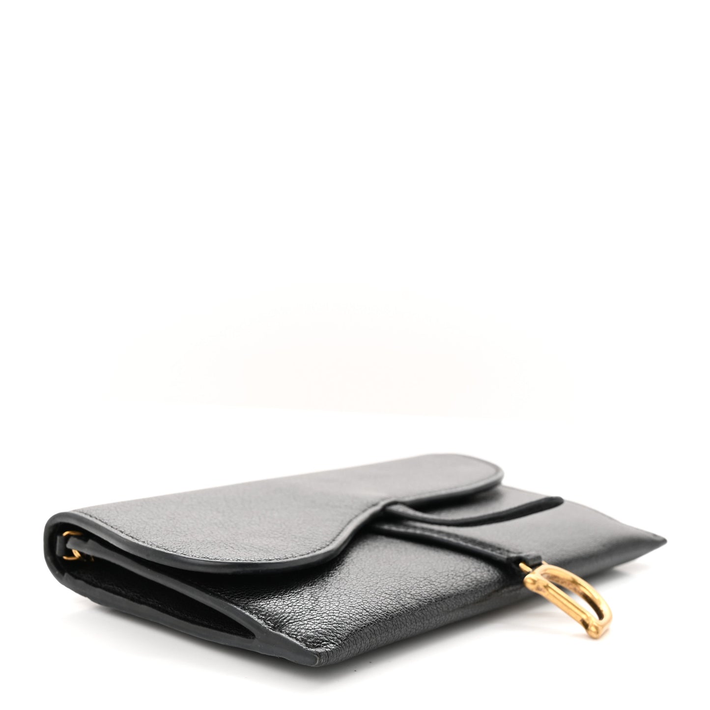 Goatskin Saddle Long Wallet With Chain Black