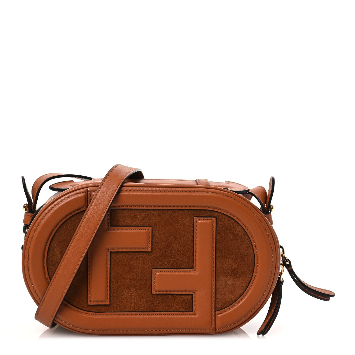 Fendi Vitello Grace Camoscio O'Lock Mini Camera Case Cuoio 1567129