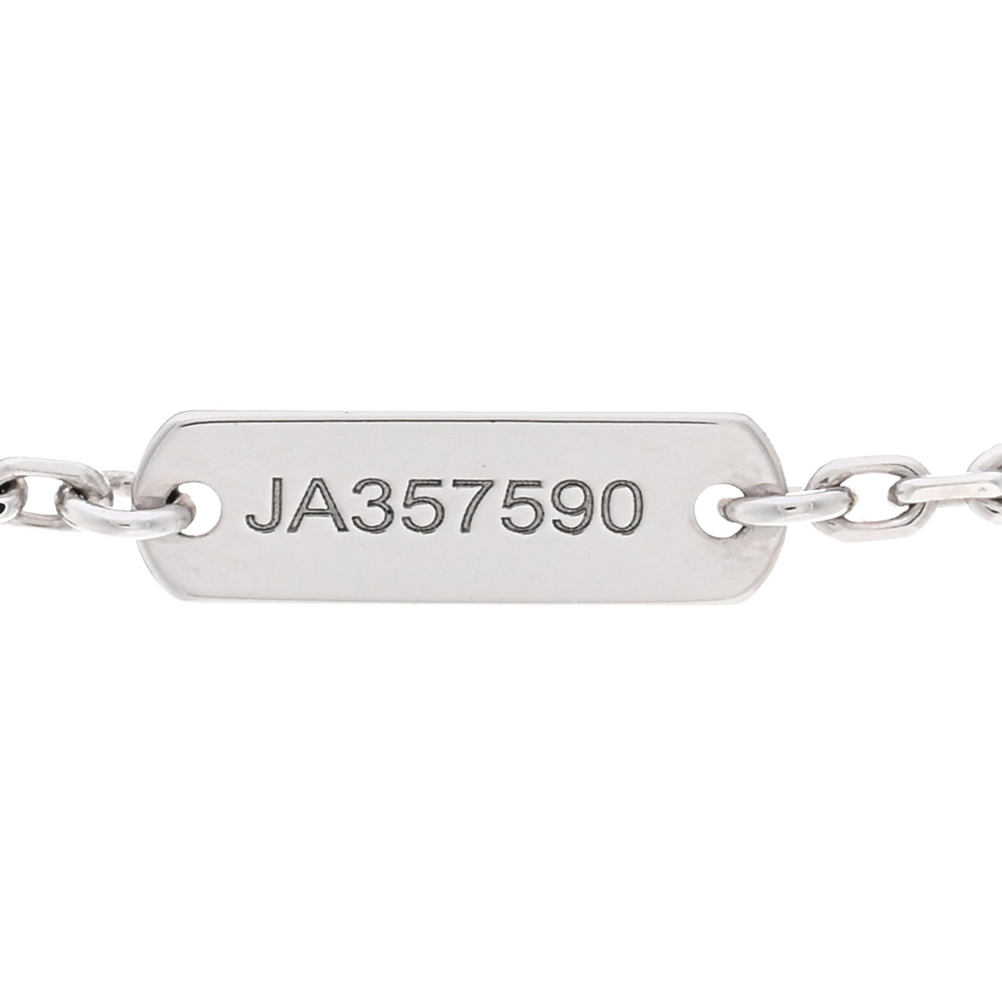 18K White Gold Chalcedony Vintage Alhambra Pendant Necklace