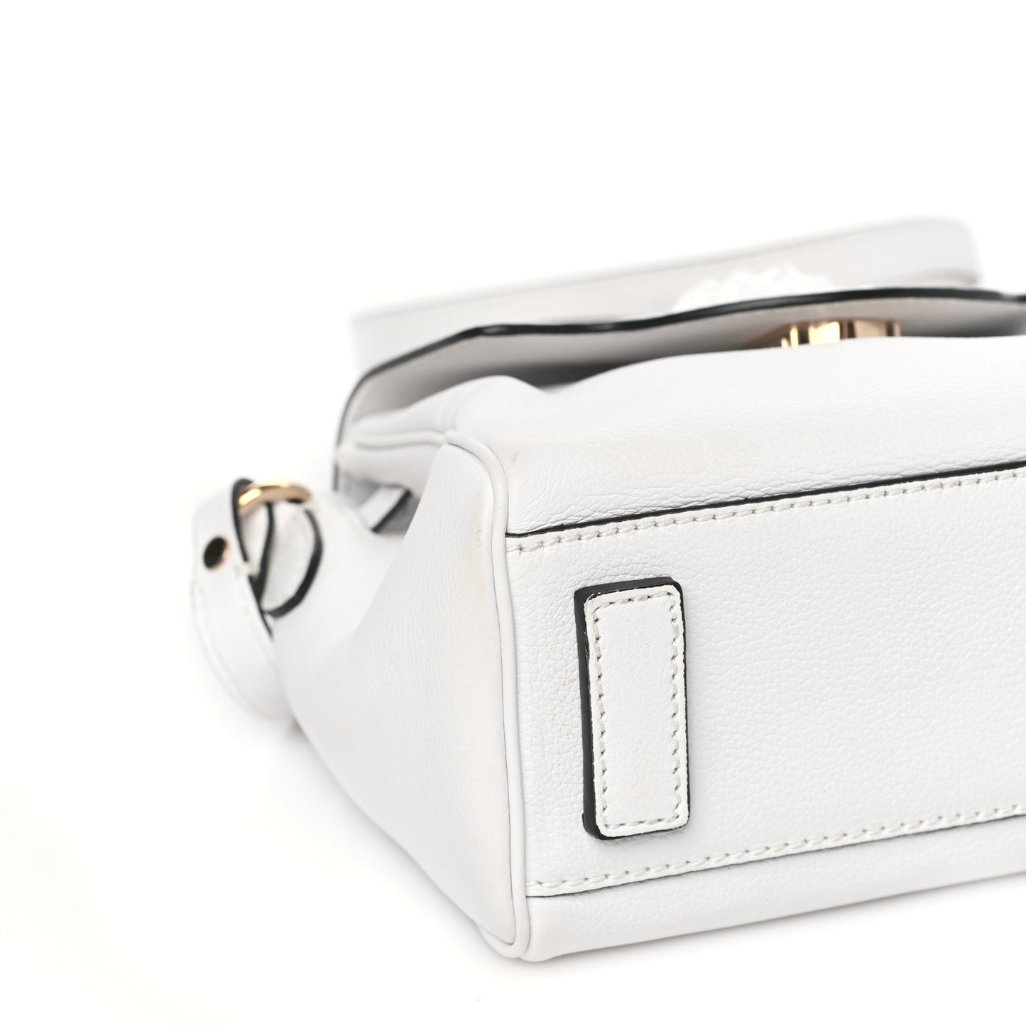 Grained Calfskin Small La Medusa Top Handle Bag White