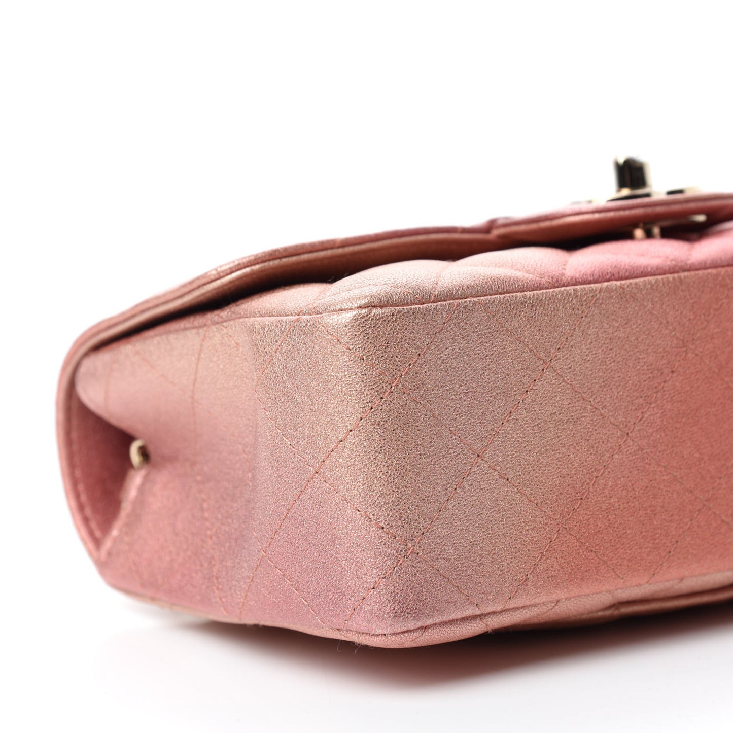 Metallic Lambskin Quilted Ombre Mini Rectangular Flap Pink