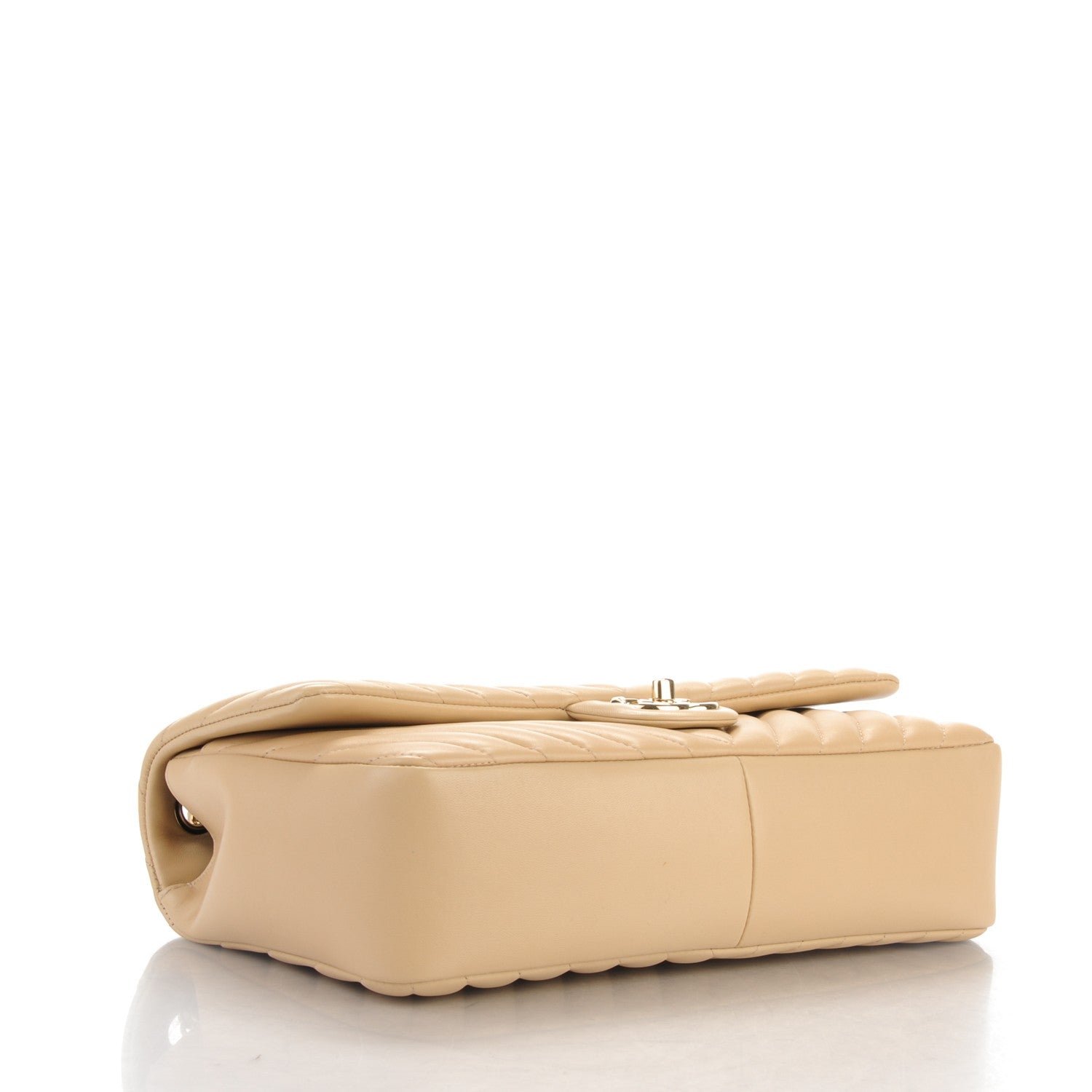 Chanel Lambskin Medium Surpique Chevron Single Flap Light Beige 4 of 8