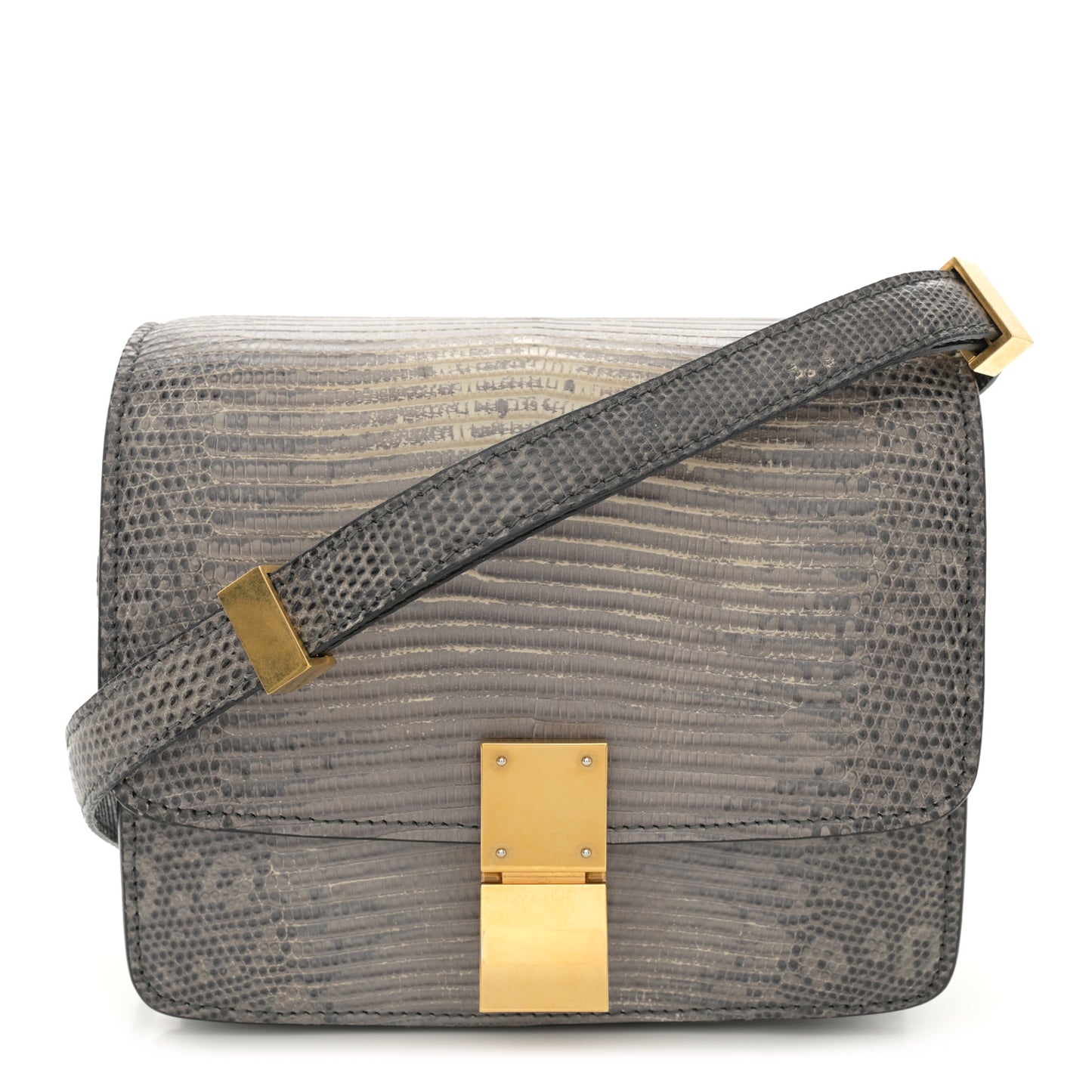 Lizard Small Classic Box Flap Bag Medium Grey