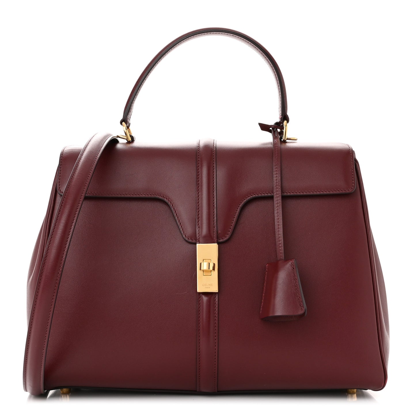 Satinated Calfskin Medium 16 Top Handle Bag Light Burgundy