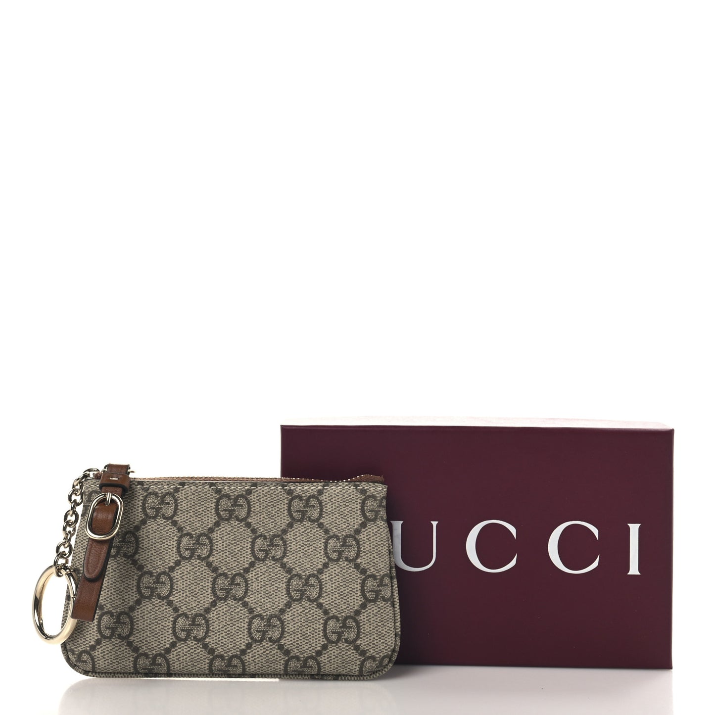 GG Supreme Monogram Selleria Key Case Brown
