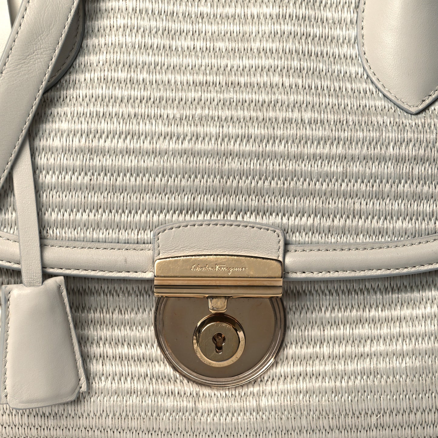 Straw Calfskin Fiamma Bag Beige