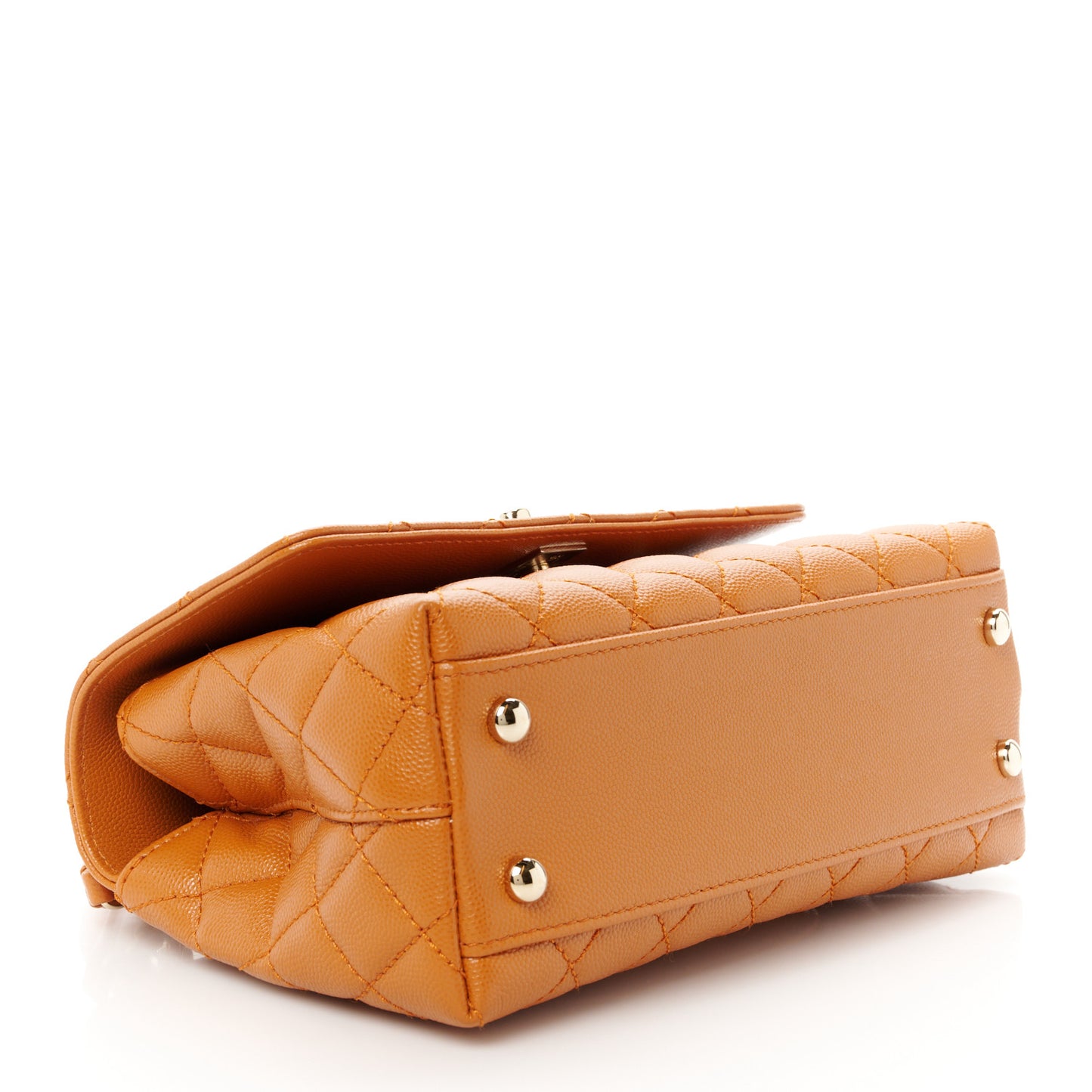 Caviar Quilted Mini Coco Handle Flap Light Brown