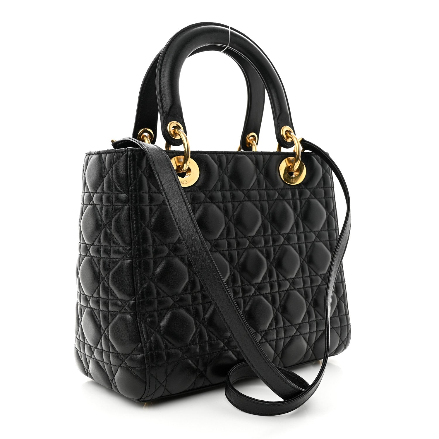 Christian Dior Lambskin Cannage Medium Lady Dior Black 2 of 12