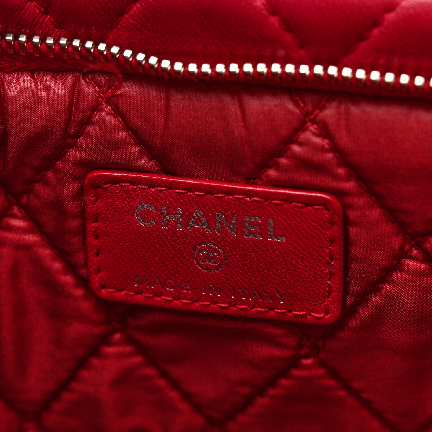 Chanel Lambskin Quilted CC Beauty Clutch Red 5 of 8