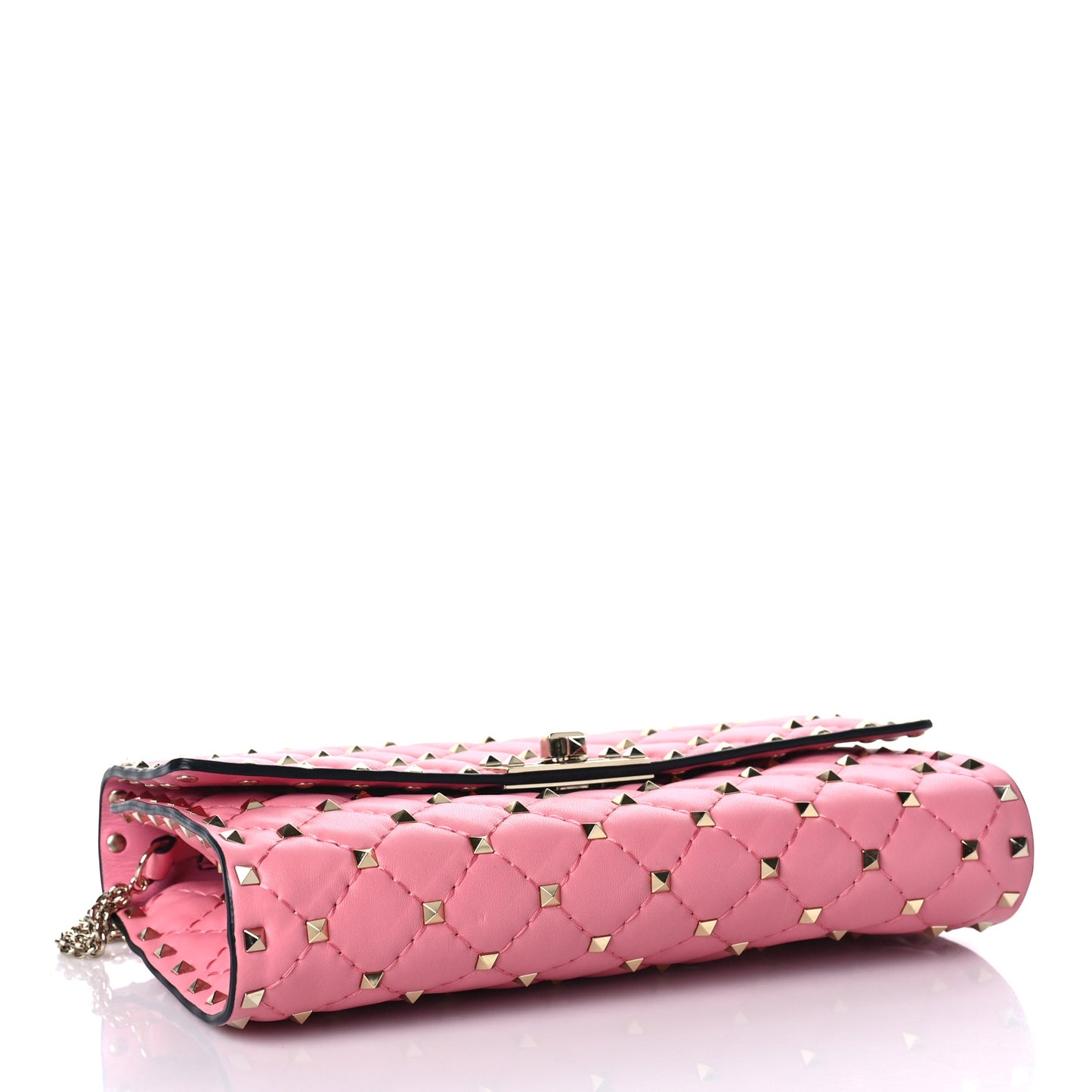 Nappa Rockstud Spike Wallet on Chain Candy Rose