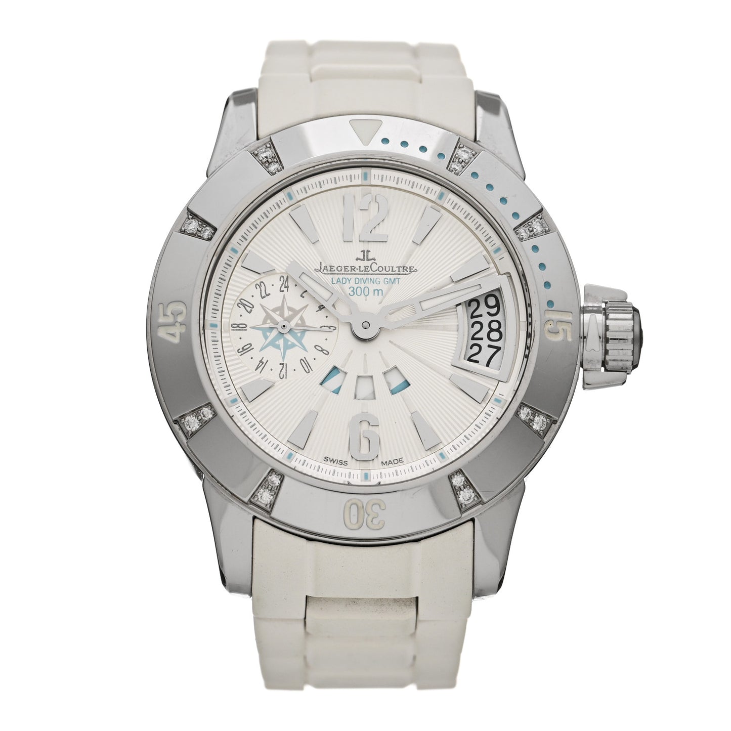 Stainless Steel Rubber Diamond 38mm Master Compressor GMT Automatic Watch White Q1898420