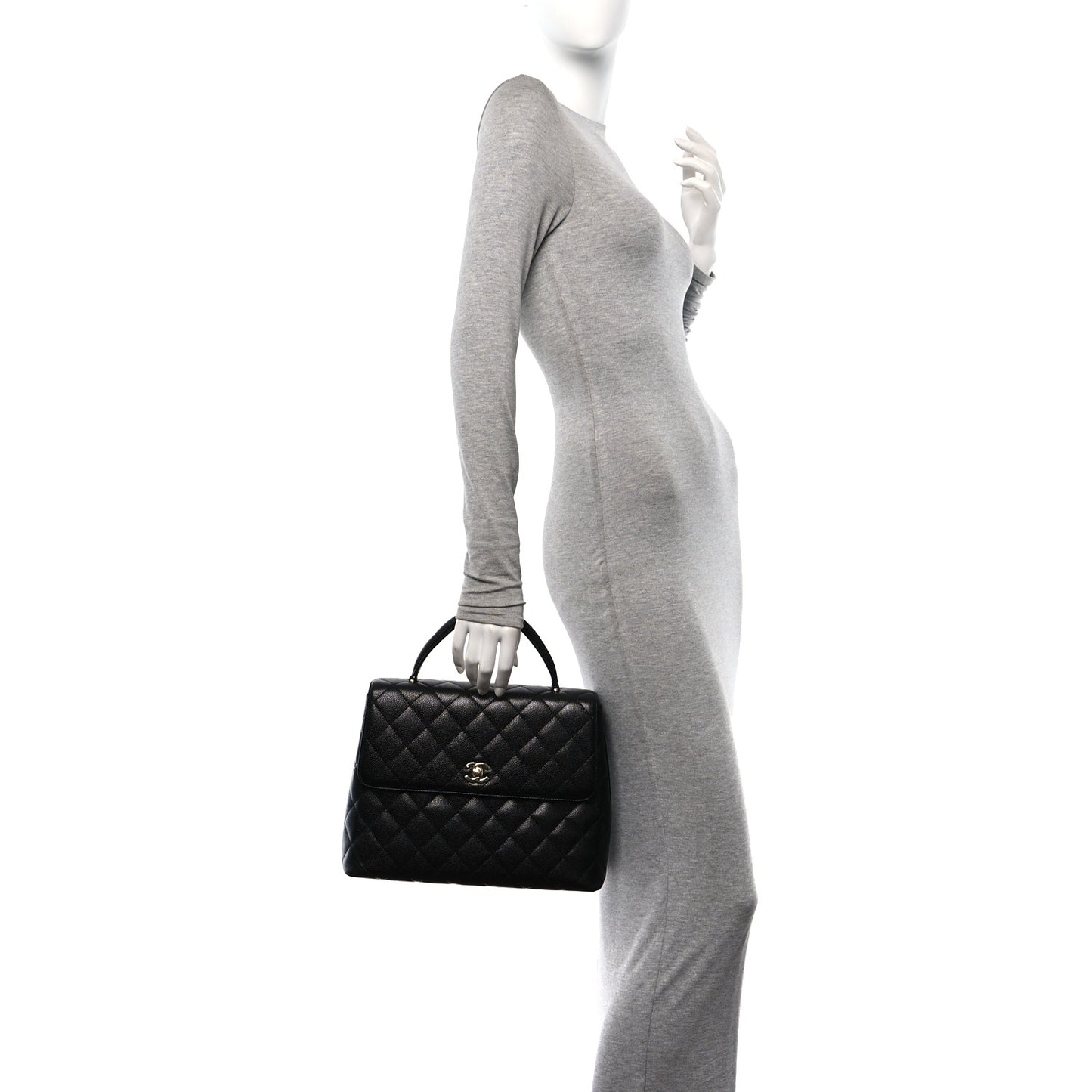 Caviar Quilted Jumbo Kelly Flap Black