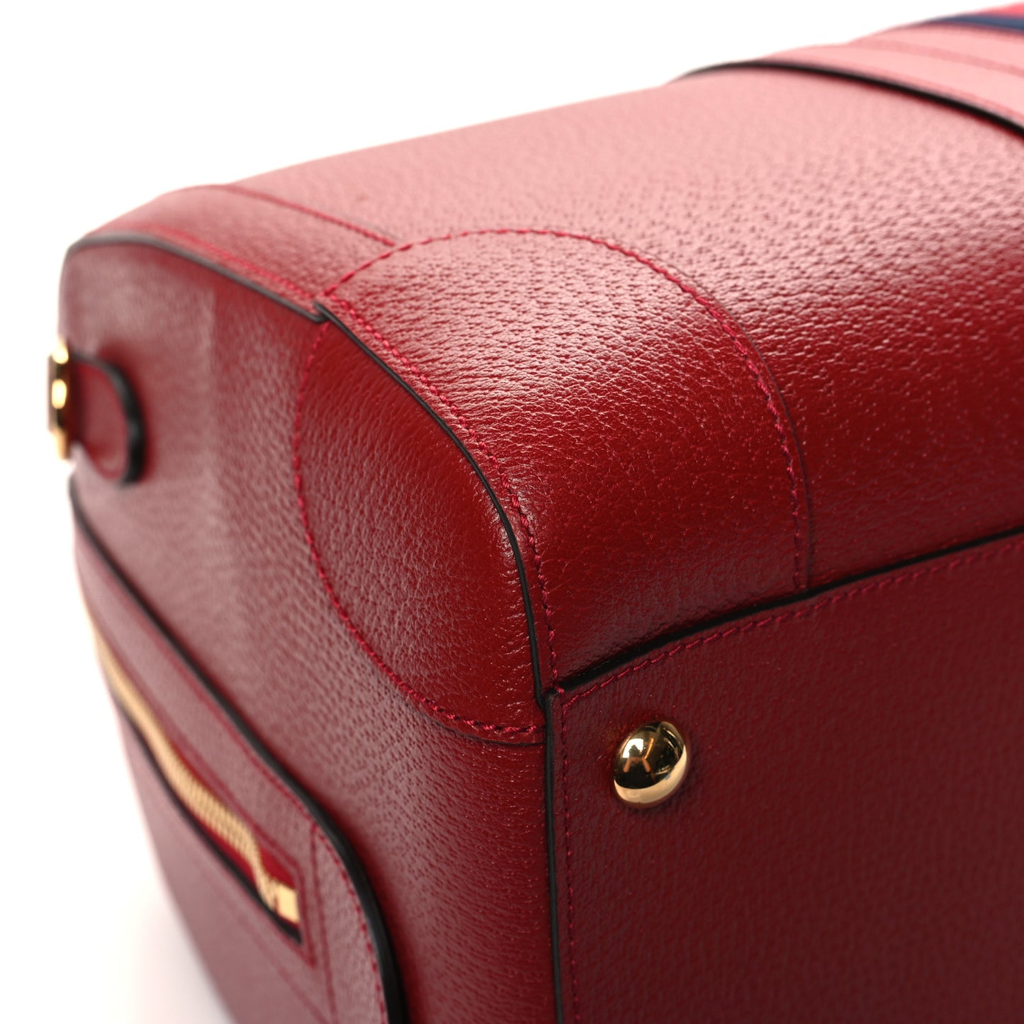 Textured Dollar Calfskin Web Large Duffle Bag Red