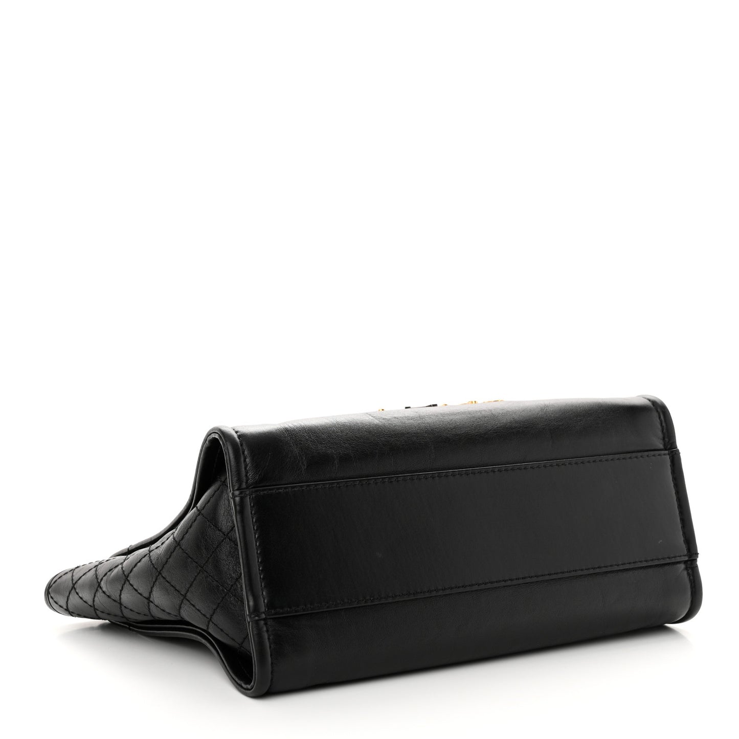 Aged Calfskin Small Charms Deauville Tote Black