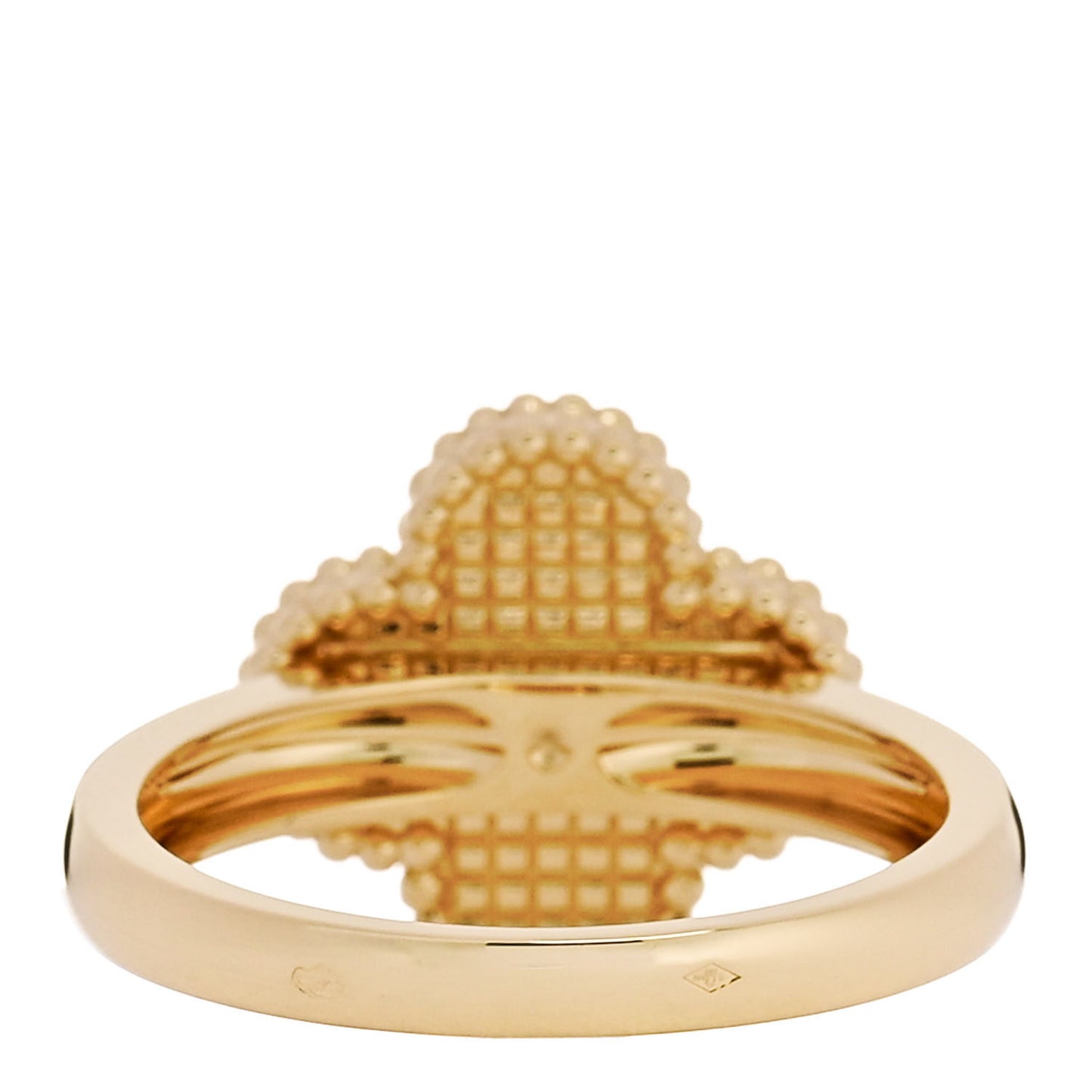 18K Yellow Gold Guilloche Vintage Alhambra Ring 58 8.5