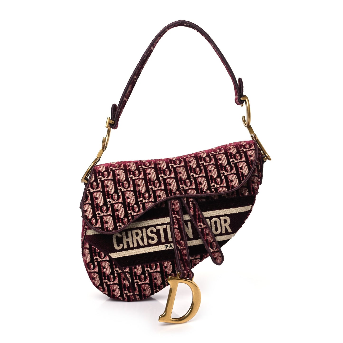 Velvet Oblique Saddle Bag Burgundy