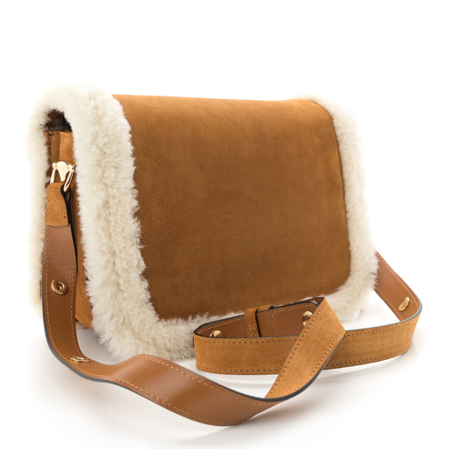 Suede Shearling Horsebit 1955 Shoulder Bag Brown