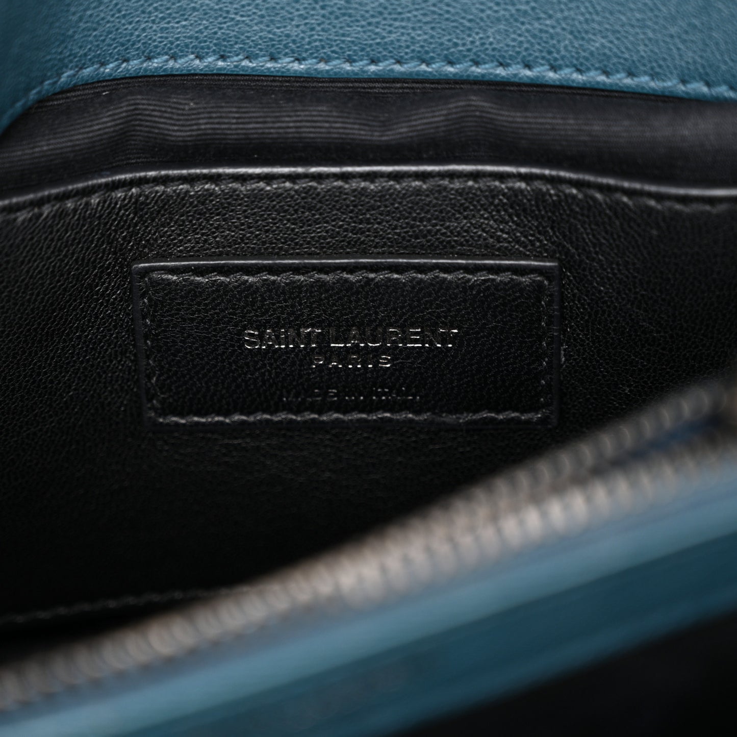 Sheepskin Matelasse Chevron Monogram Medium College Bag Petrol Green