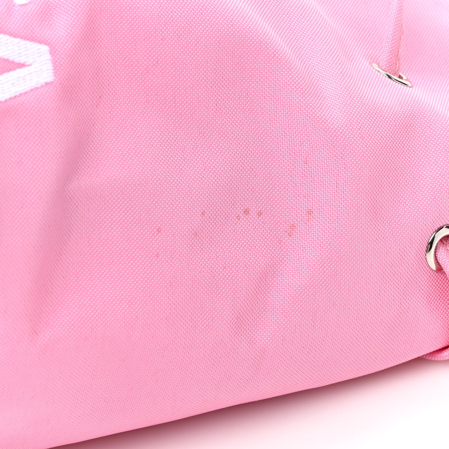 Recycled Sport Nylon Logo Embroidered Wheel Drawstring Bucket Bag XS Pink White