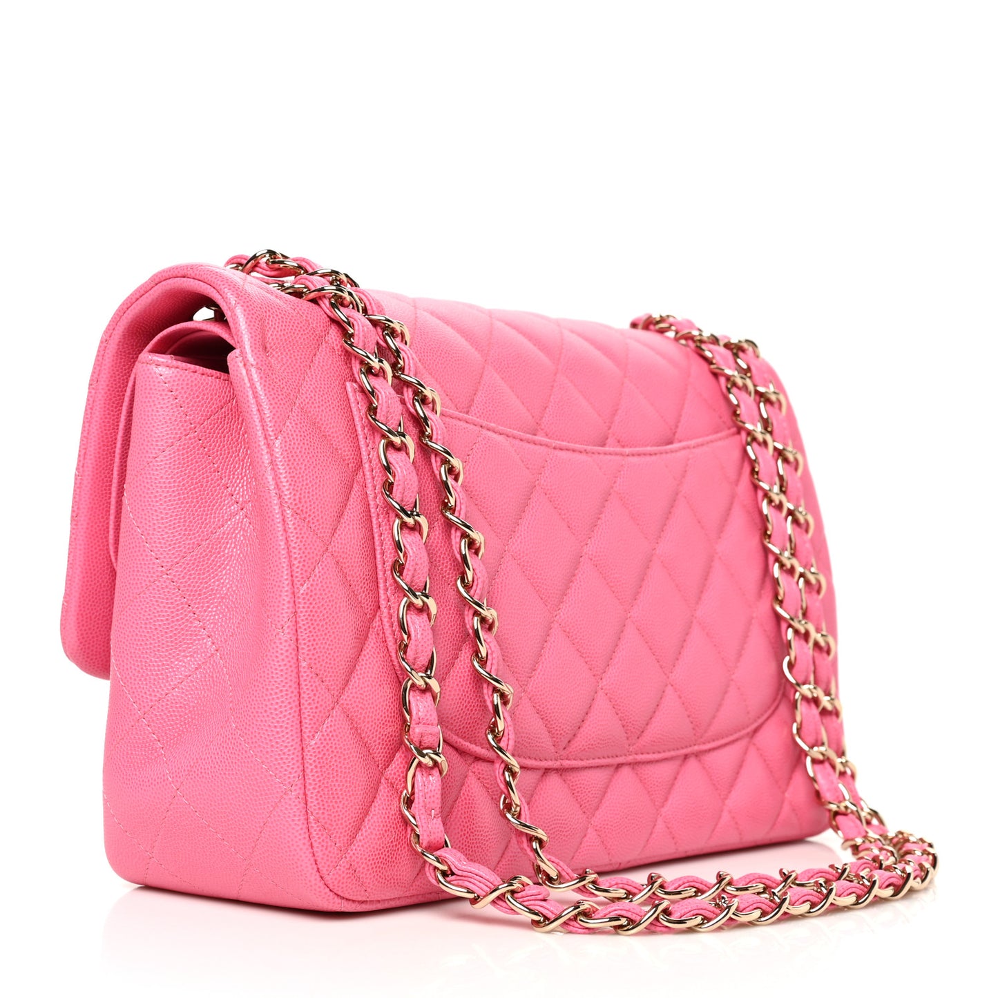 Caviar Quilted Jumbo Double Flap Pink