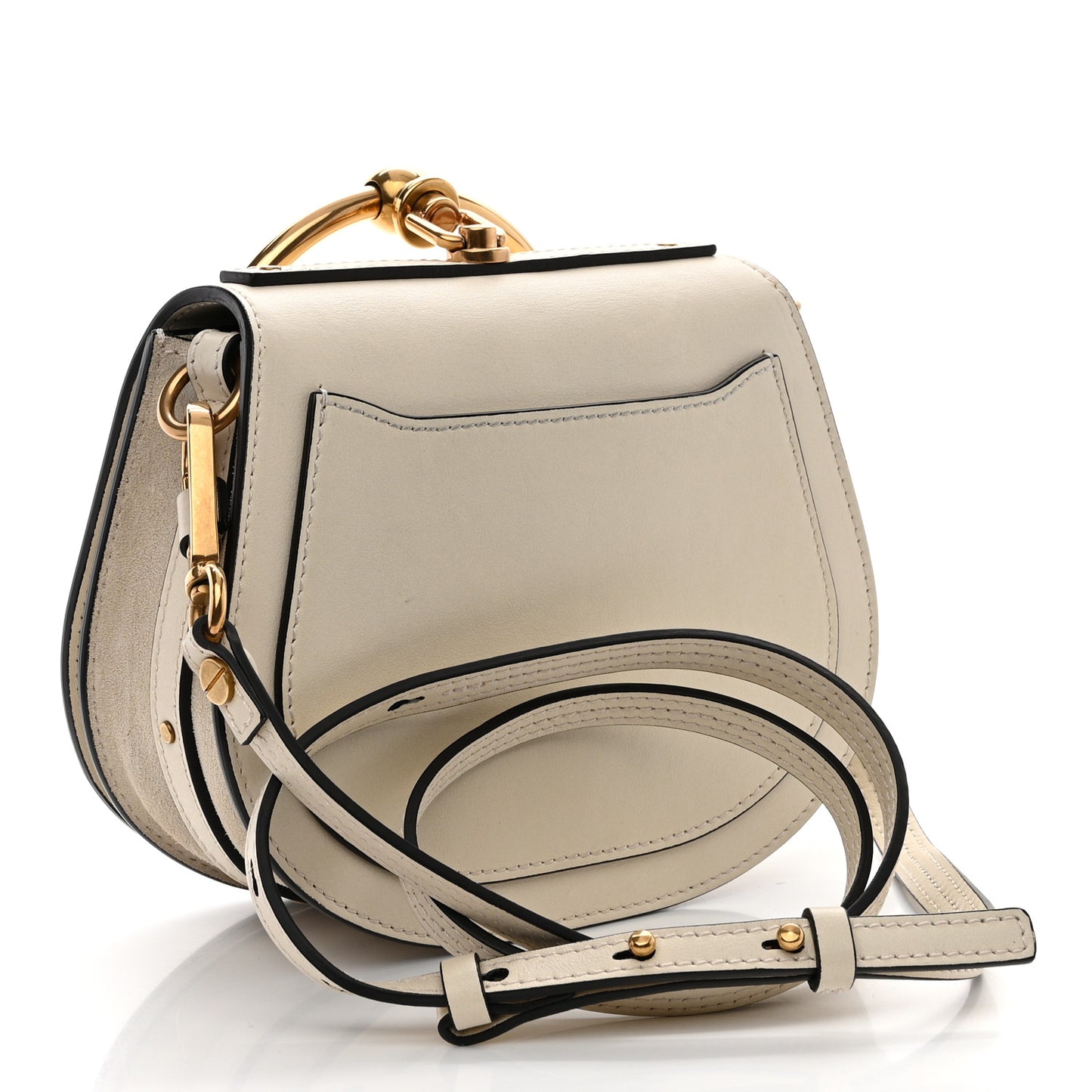 Calfskin Suede Small Nile Bracelet Bag Off White