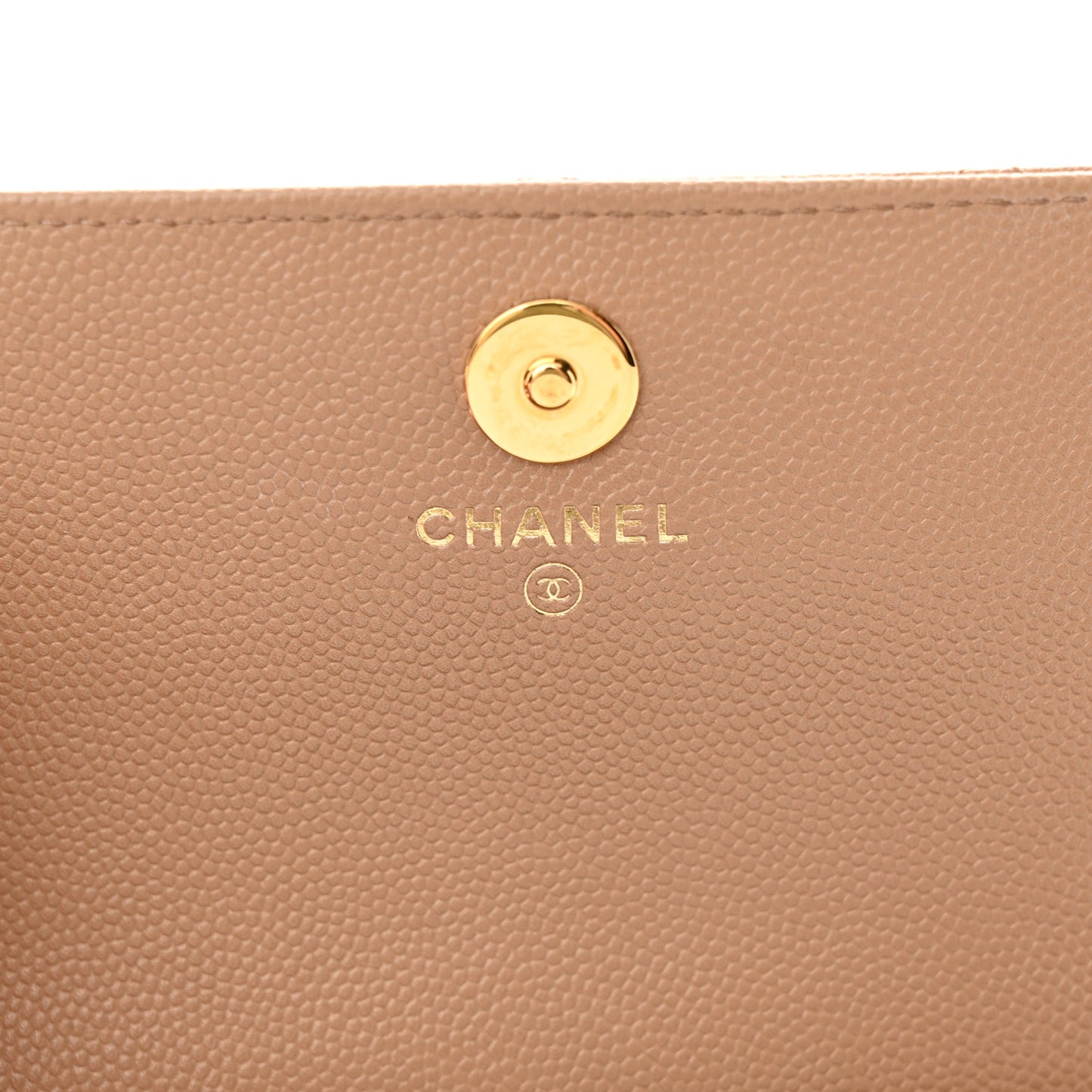 Caviar Quilted Flap Clutch With Chain Beige
