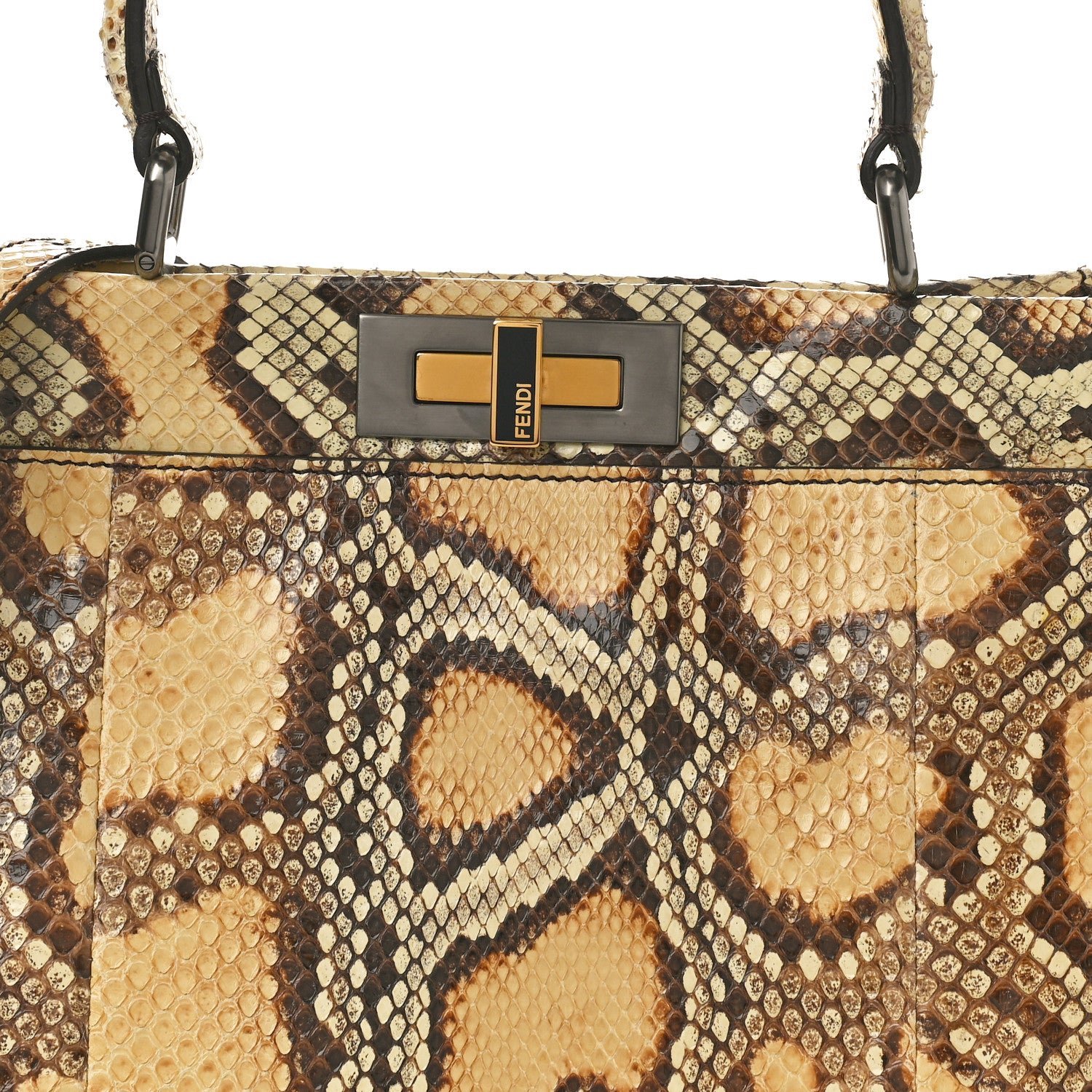 Fendi Snakeskin Medium Peekaboo Iconic Satchel Tan 8 of 10