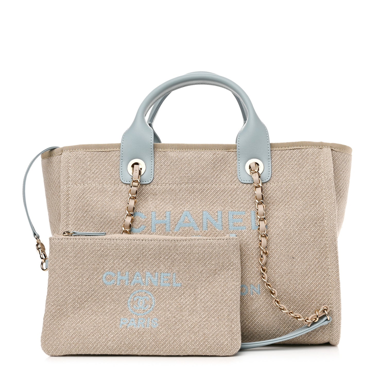 Mixed Fibers Small Deauville Tote Blue Beige