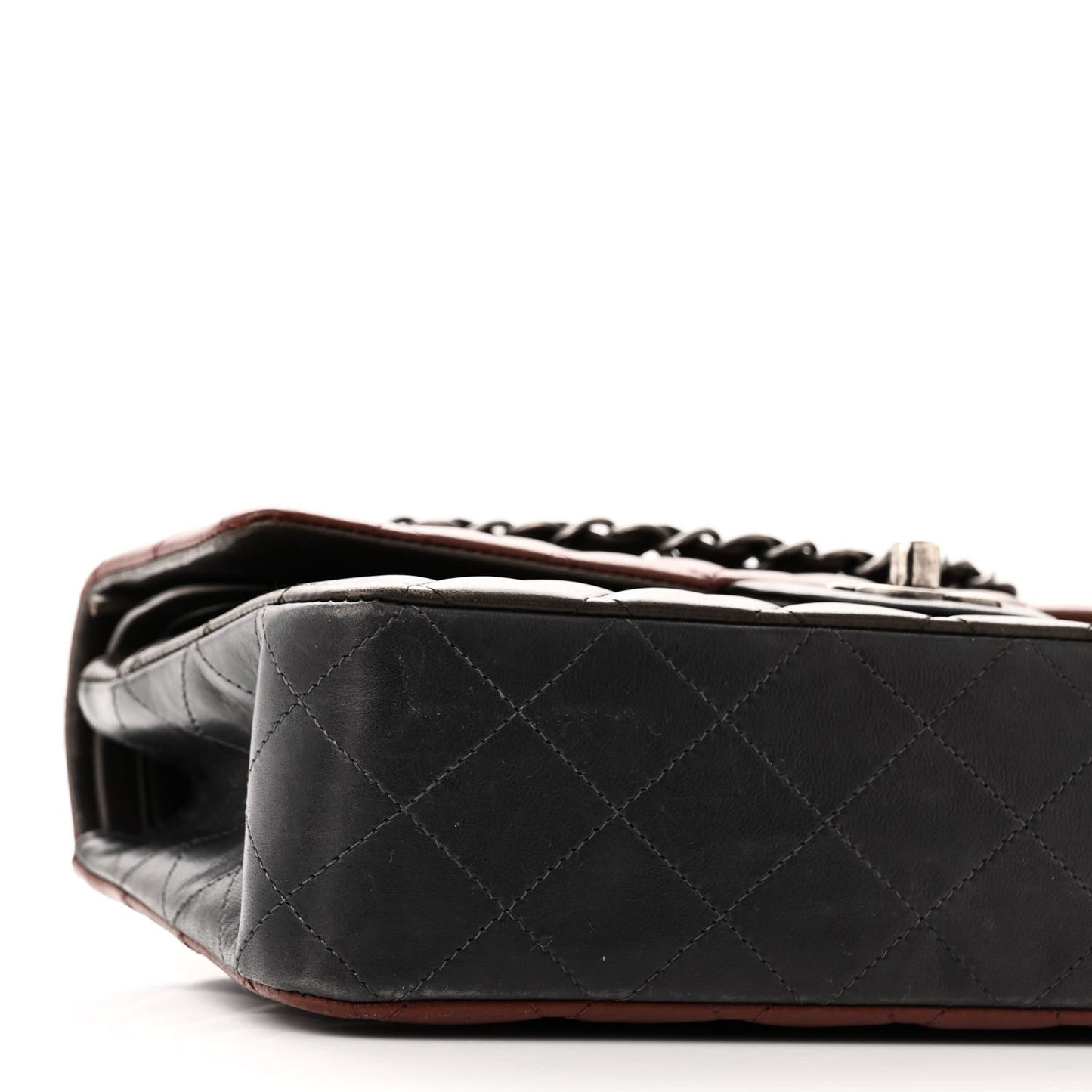 Lambskin Quilted Tri-Color Medium Double Flap Burgundy